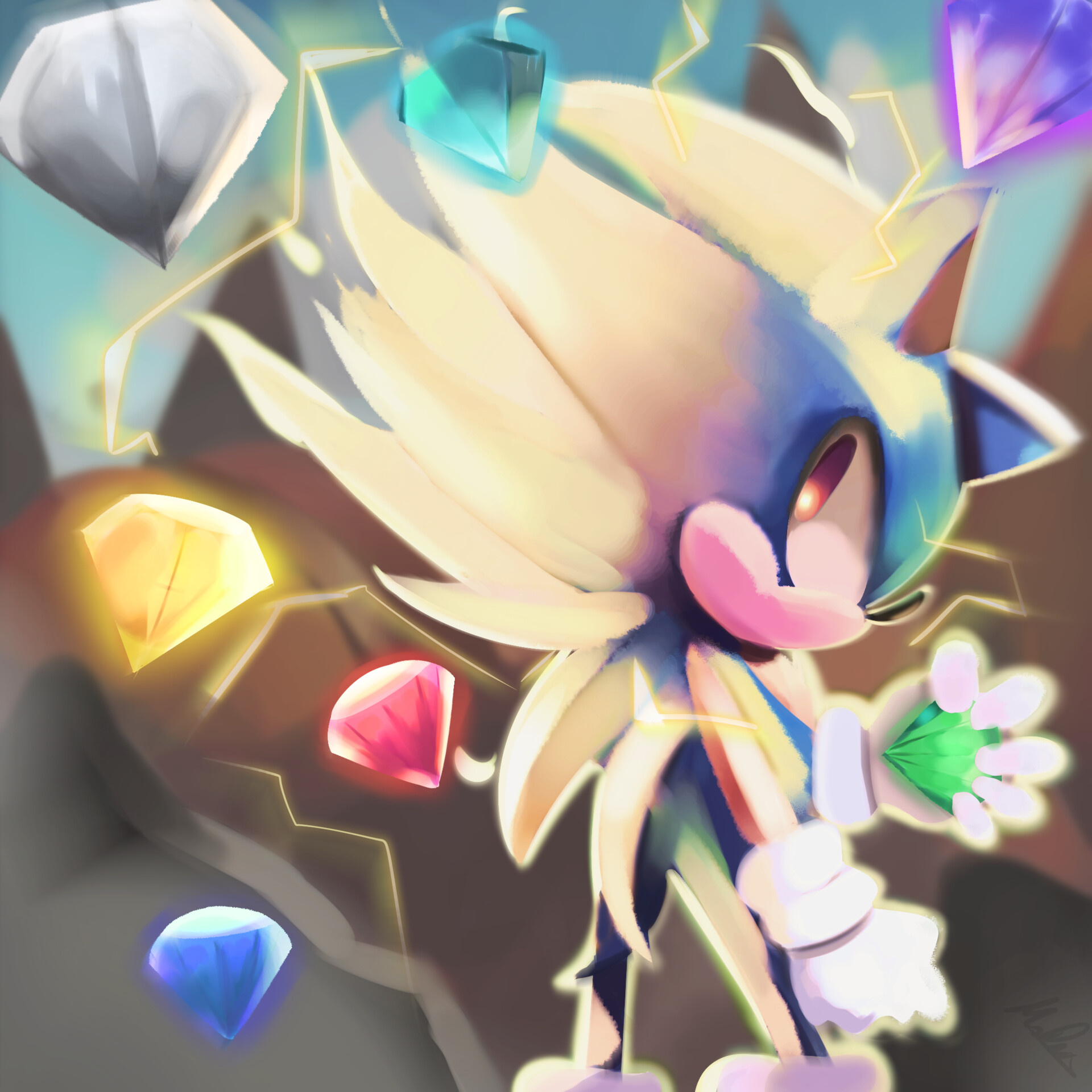 Hyper Sonic, ArtStation masterpiece, Sonic the Hedgehog, Digital artwork, 1920x1920 HD Phone