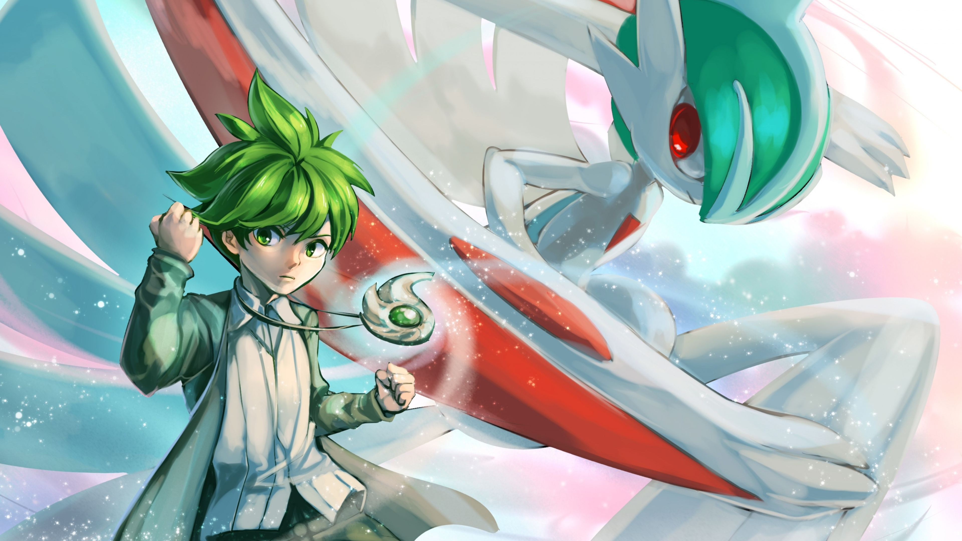 Pokemon Gallade Wally Green Hair wallpapers, UHD TV compatibility, Striking visuals, Dynamic colors, 3840x2160 4K Desktop