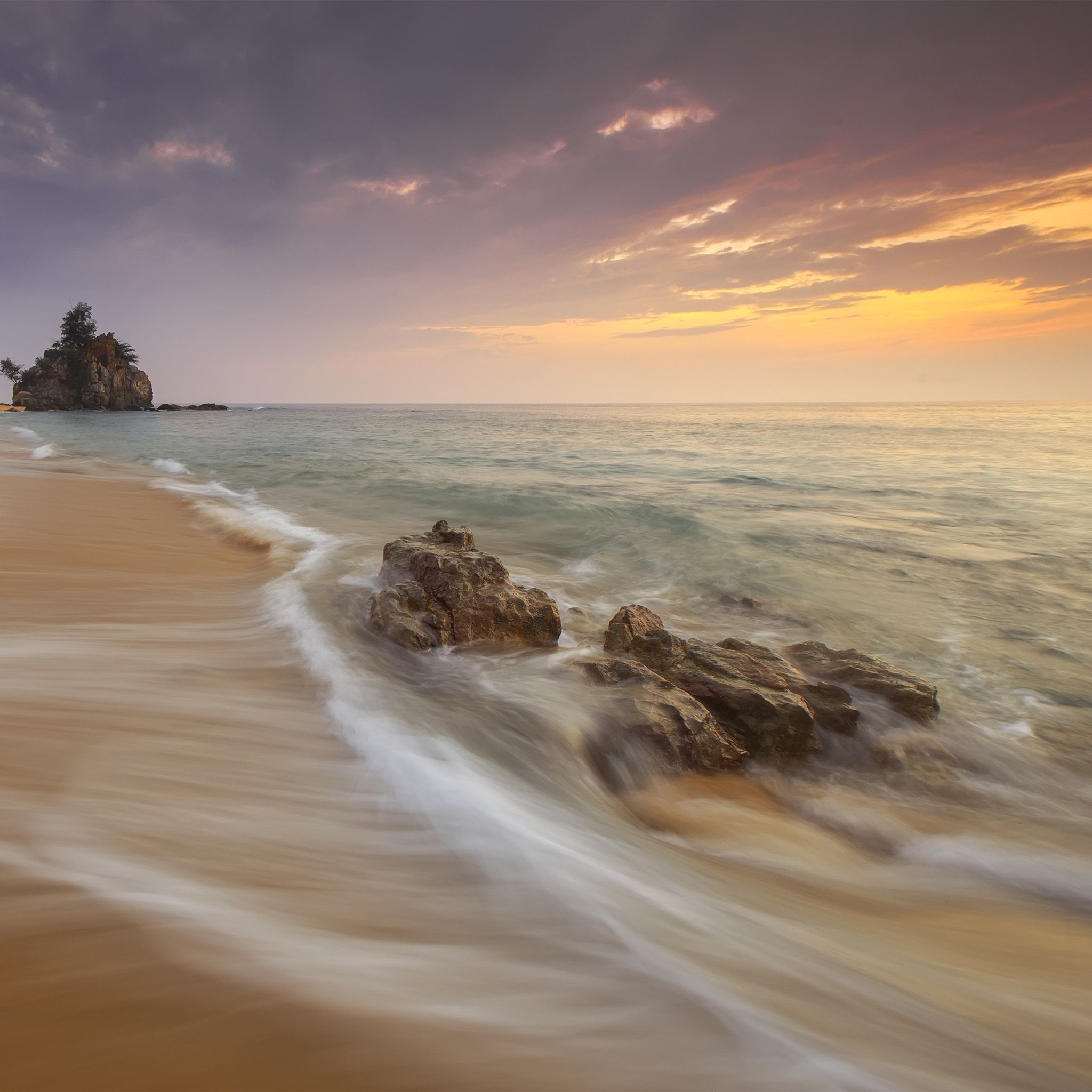 Sandy Beach, Ocean Landscape Wallpaper, 2050x2050 HD Phone