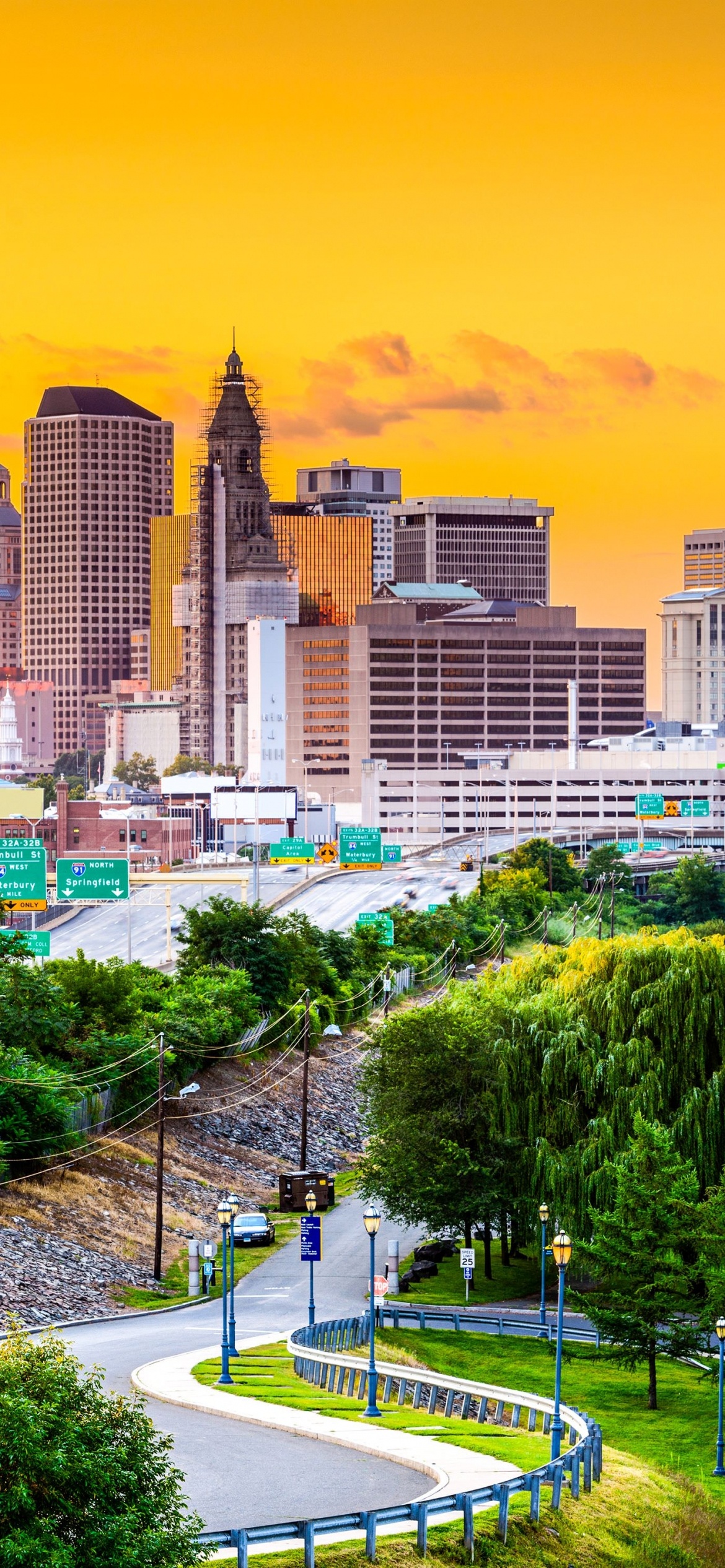 Hartford Skyline, Christmas in Connecticut, iPhone 11 back wallpaper, Travels, 1170x2540 HD Phone