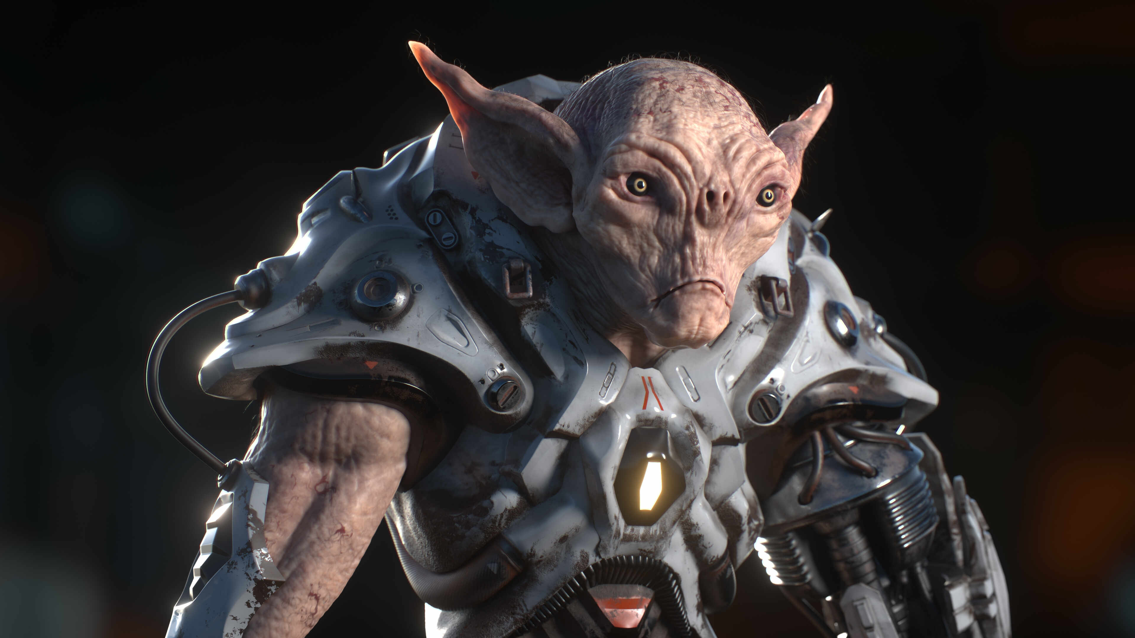 Cyber goblin character study, ZBrushCentral artwork, Futuristic goblin design, Digital goblin model, 3840x2160 4K Desktop