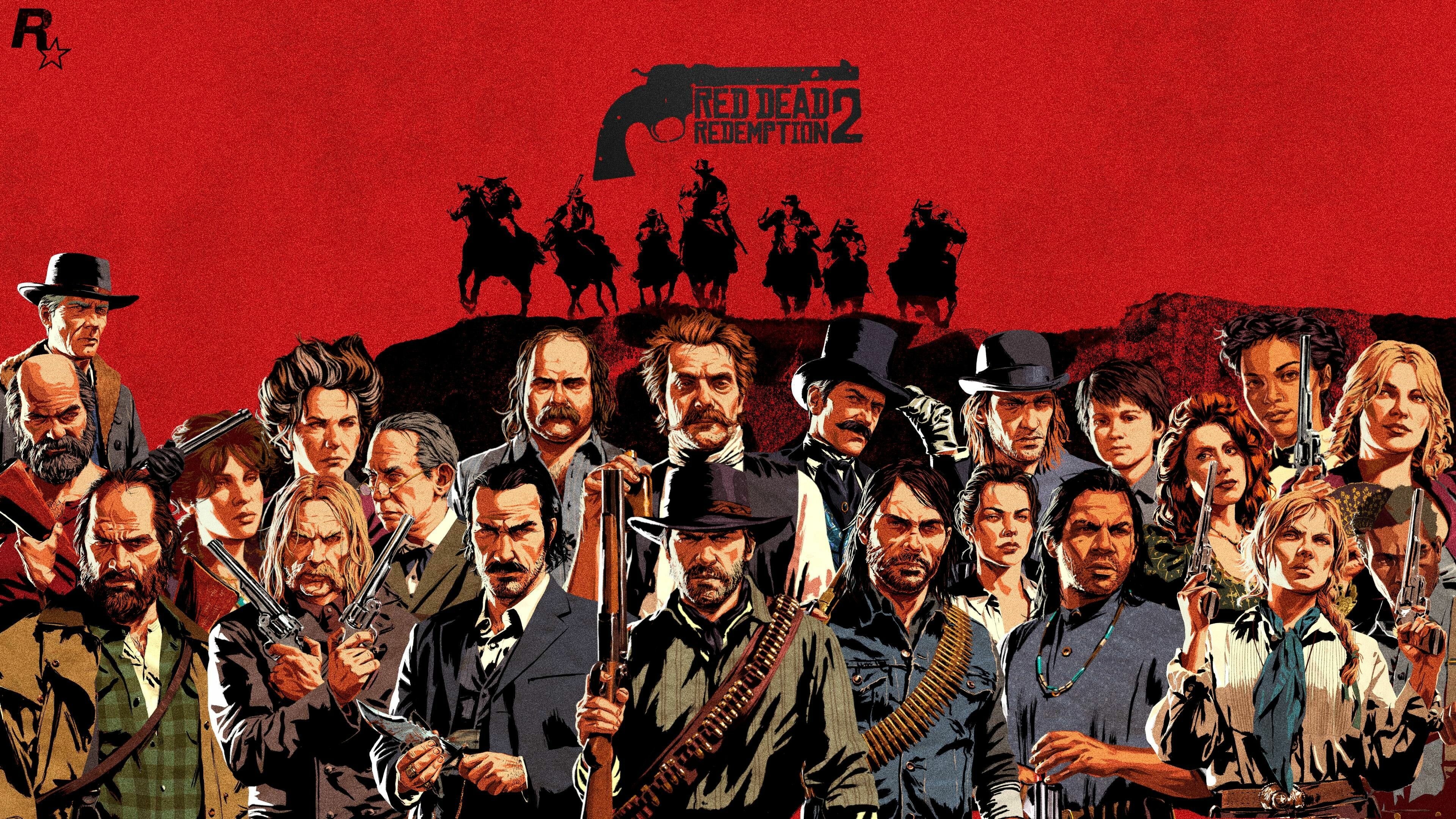 Red Dead Redemption, Atmospheric Western, Iconic character moments, Game's visual allure, 3840x2160 4K Desktop