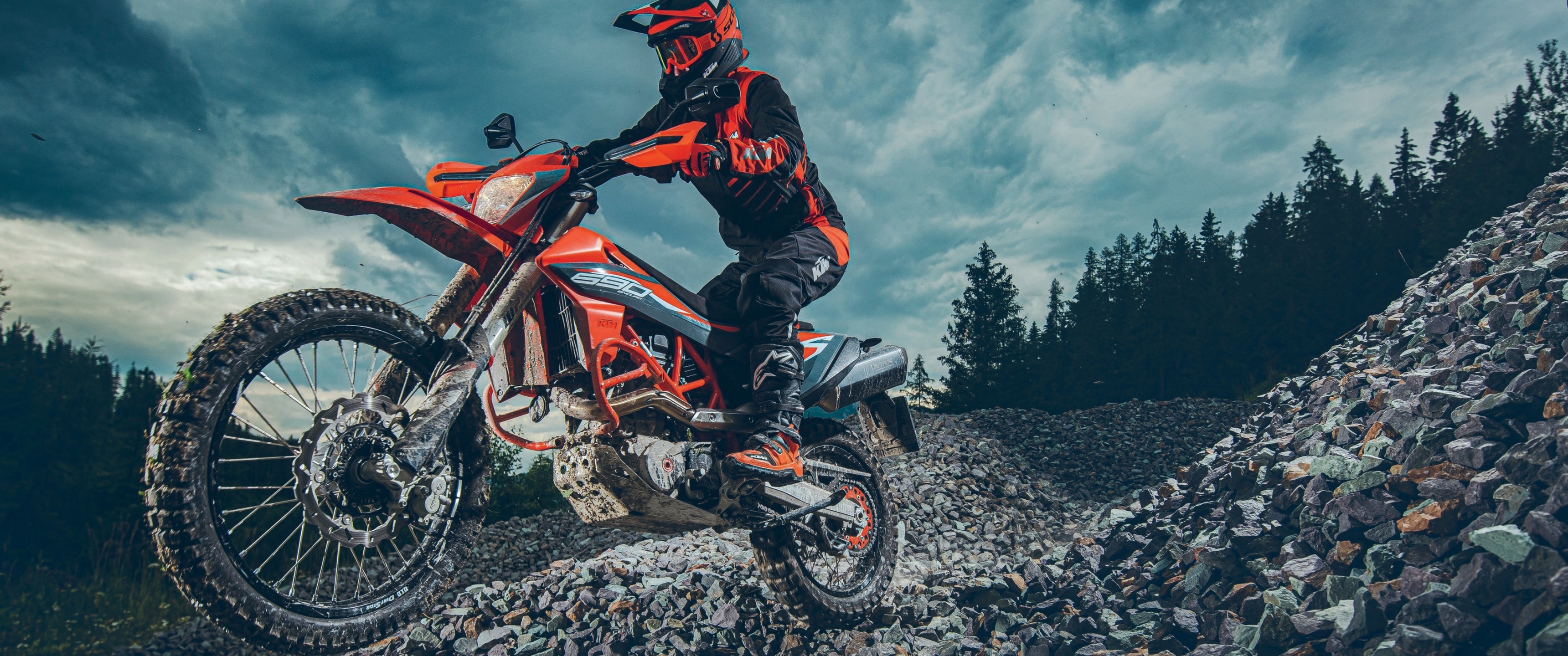 Gravel Racing, KTM Dirt Bikes Wallpaper, 3440x1440 Dual Screen Desktop