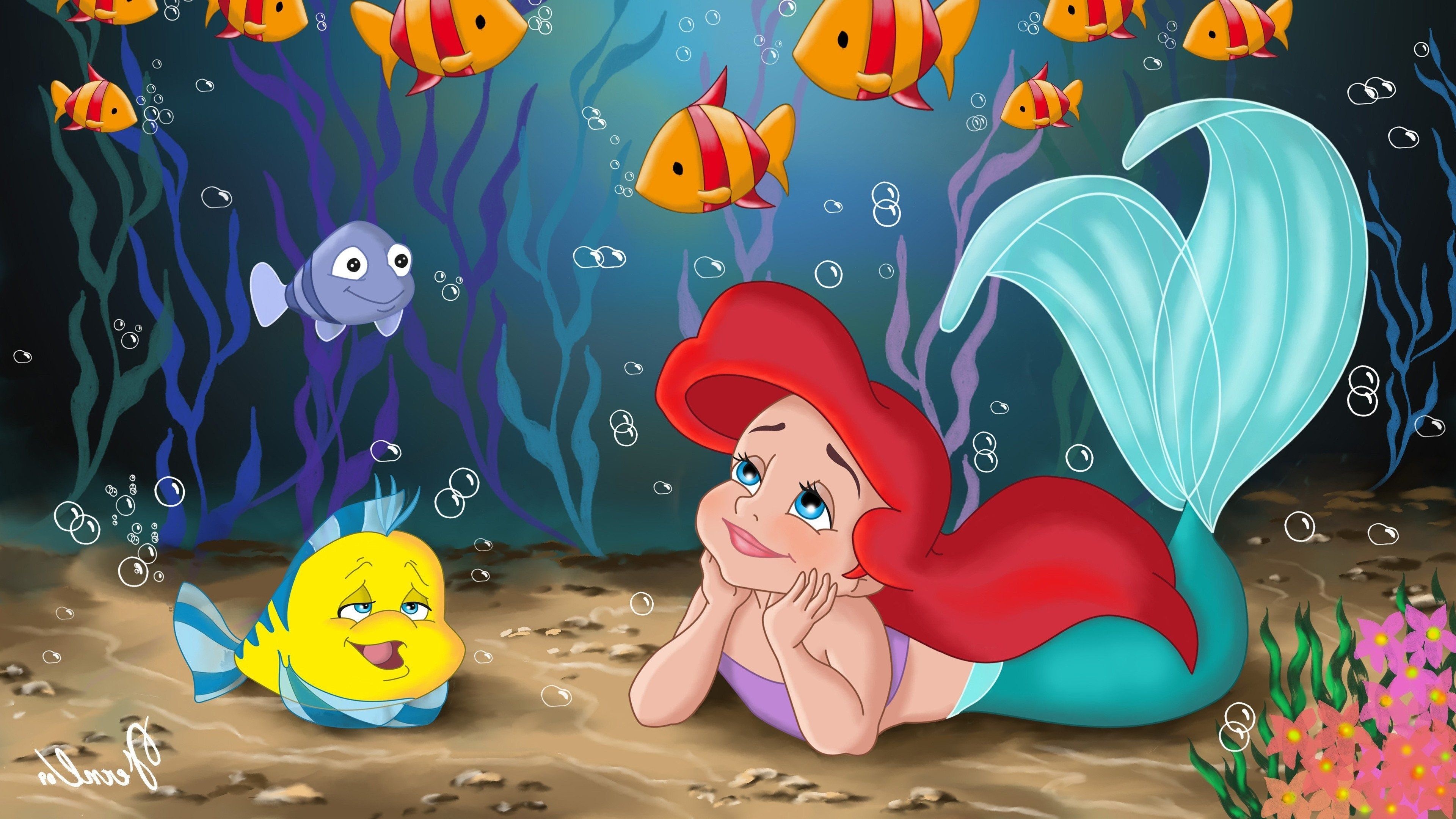 Flounder, Ariel (The Little Mermaid) Wallpaper, 3840x2160 4K Desktop