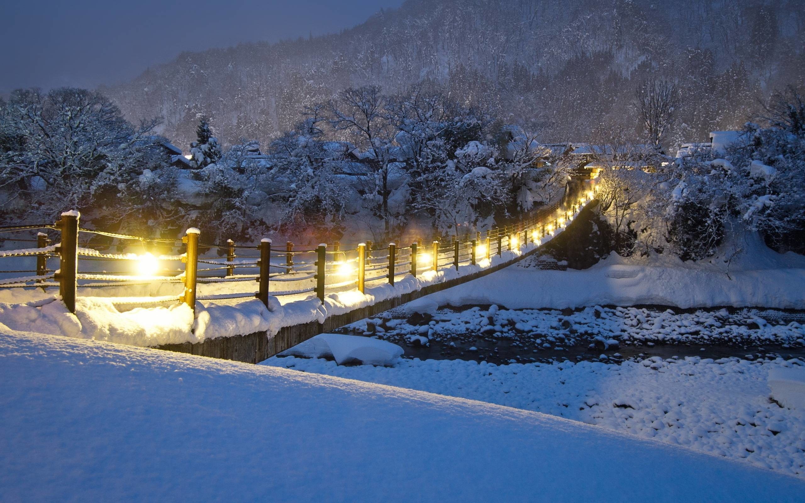 Bridge, Snow Wallpaper, 2560x1600 HD Desktop