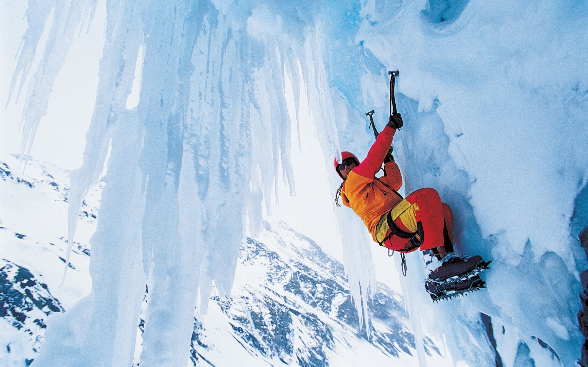 Ice climbing wallpapers, Frozen adventure, Thrilling ice climbing, Vertical winter sport, 1920x1200 HD Desktop