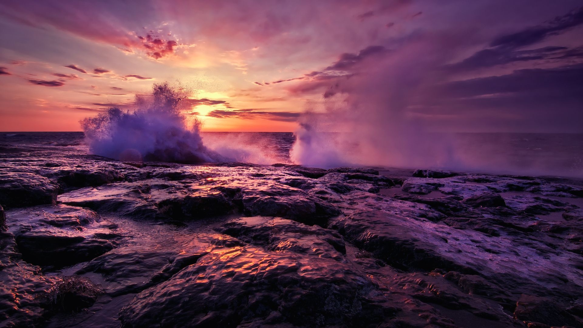 Lake Superior, Beautiful beaches, Sunset waves, Scenery, 1920x1080 Full HD Desktop