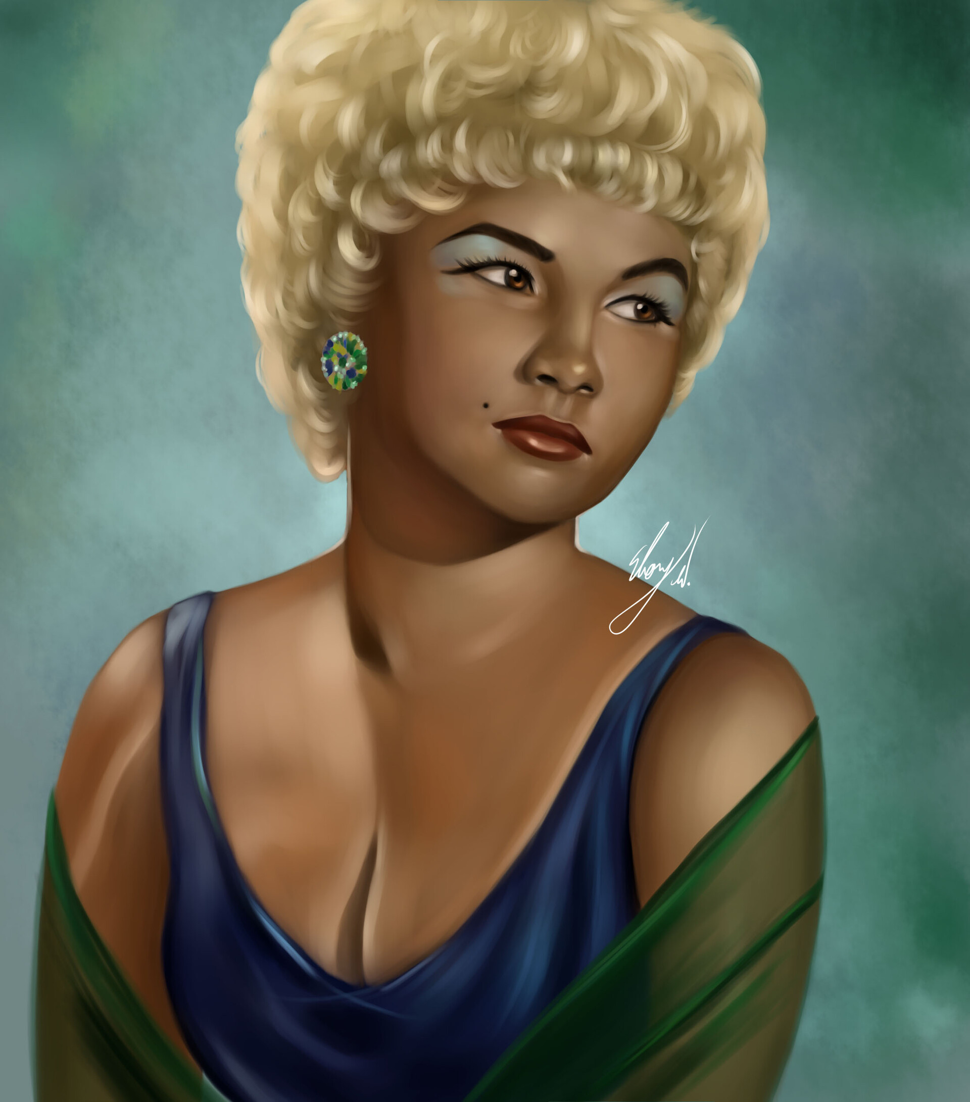 Etta James, ArtStation, Fan art, 1920x2190 HD Phone