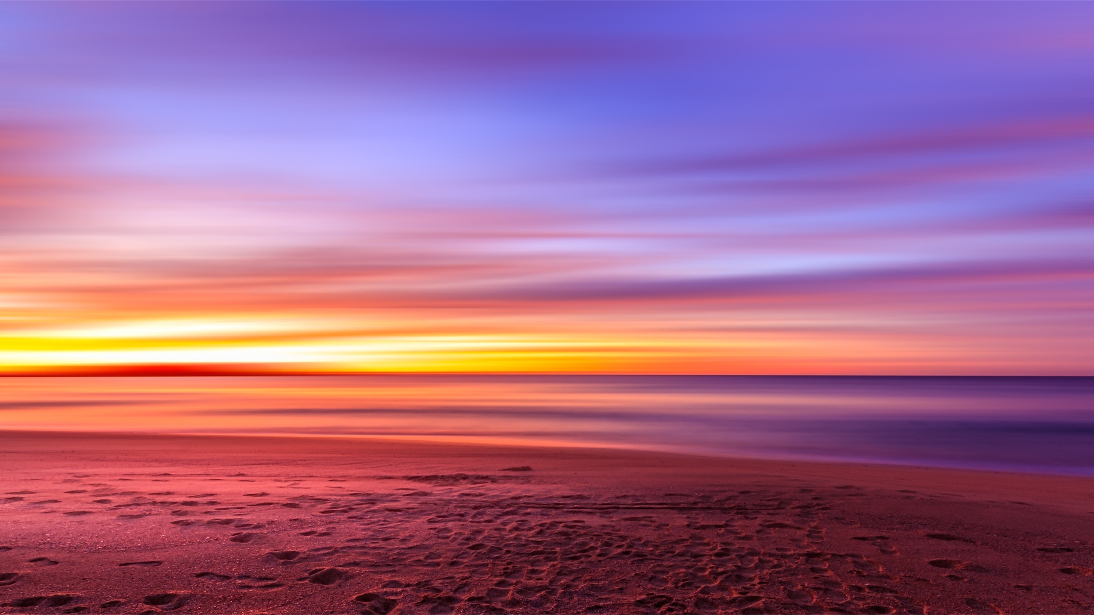 Beach, Footprints in the Sand Wallpaper, 3840x2160 4K Desktop