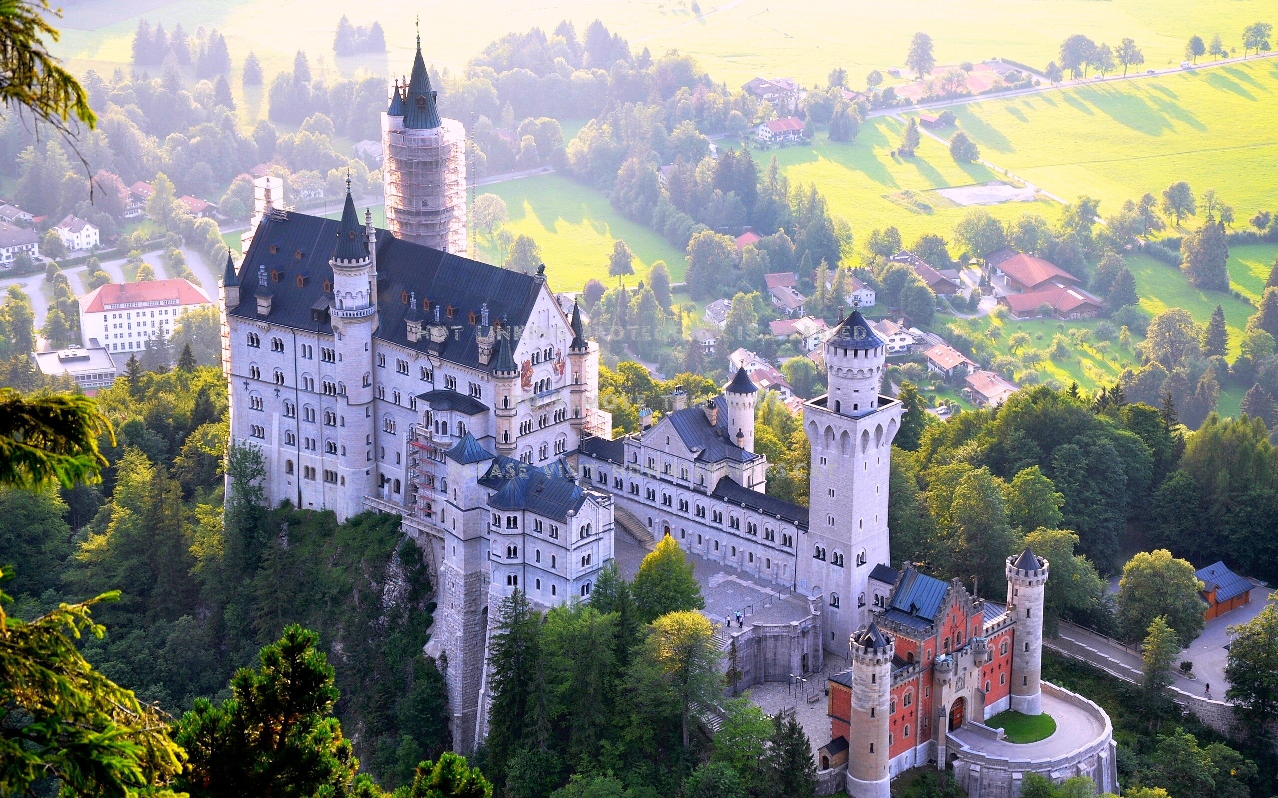 Neuschwanstein Castle Germany, Enchanting forest, Natural beauty, German landmark, 2560x1600 HD Desktop