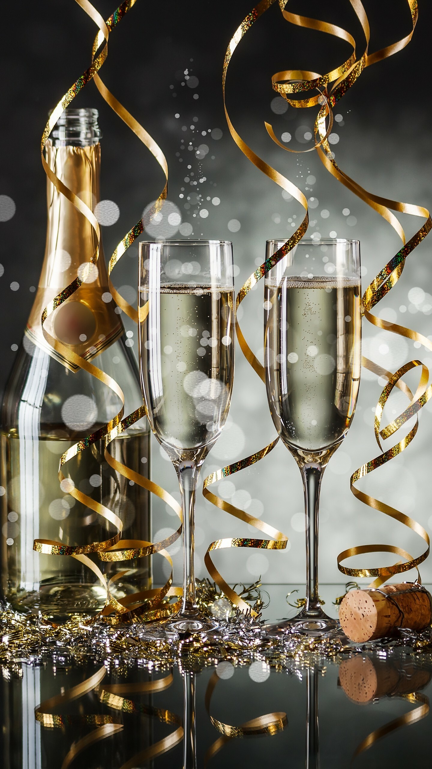 Champagne, New Year Wallpaper, 1440x2560 HD Phone