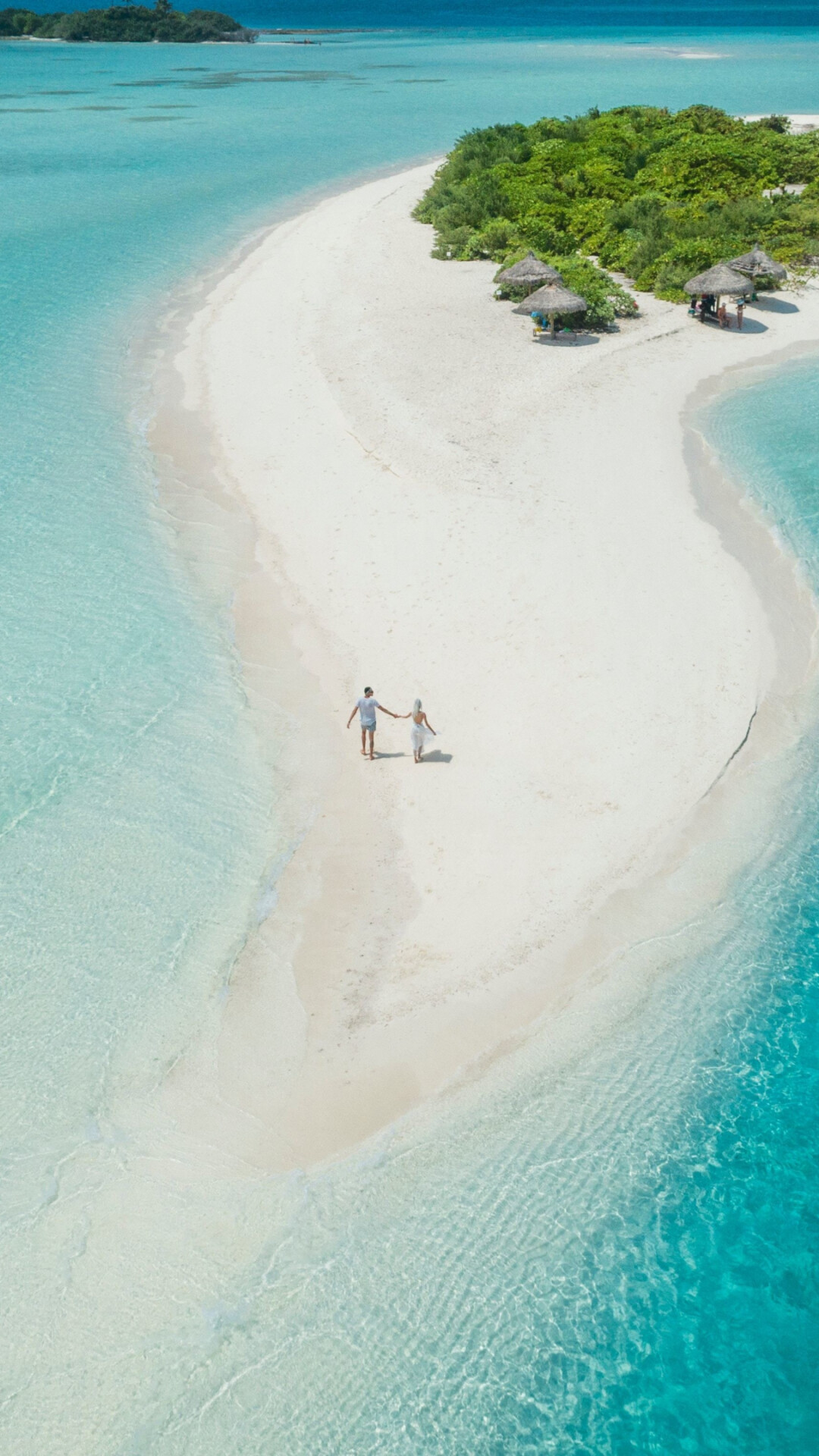 Aerial island view, Tropical oasis, Beachside escape, Natural serenity, 1080x1920 Full HD Phone