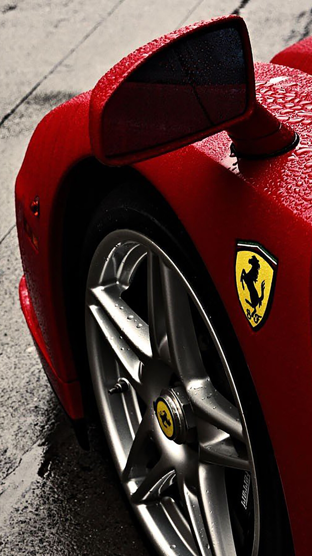 Free download, Enzo Ferrari logo, Rain wheel wallpaper, 1250x2210 HD Phone