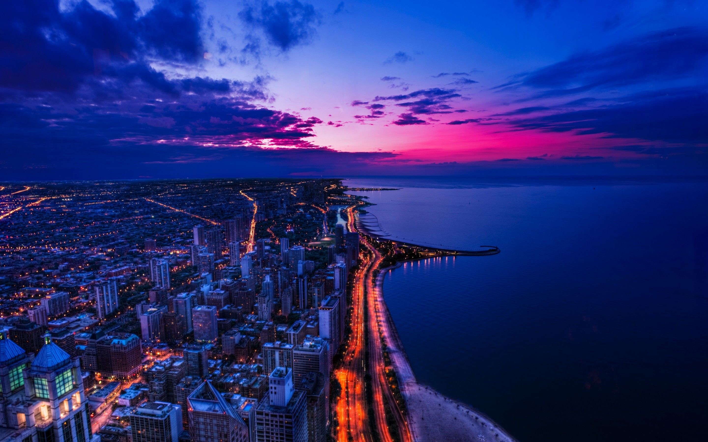 Chicago travels, Chicago sunset, Landscape wallpaper, 2880x1800 HD Desktop