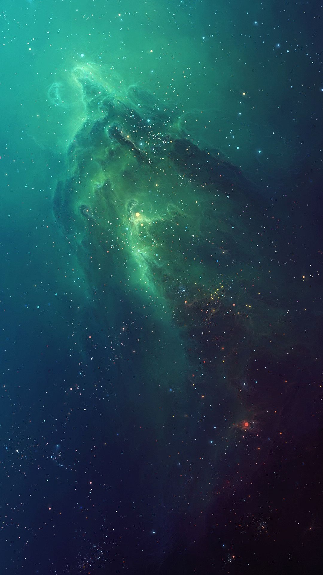 Green Nebula, Cosmic tranquility, Enigmatic celestial canvas, Stellar majesty, 1080x1920 Full HD Phone