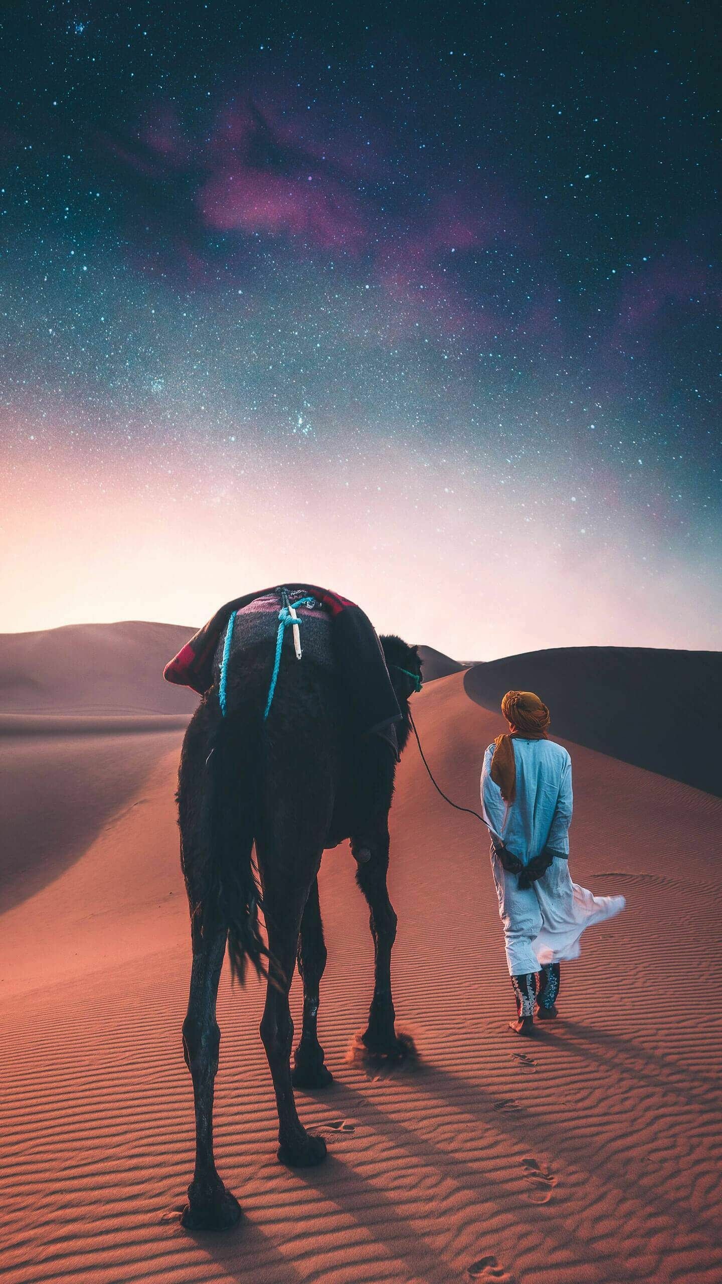 Bedouin with camel, Deserts Wallpaper, 1440x2560 HD Phone