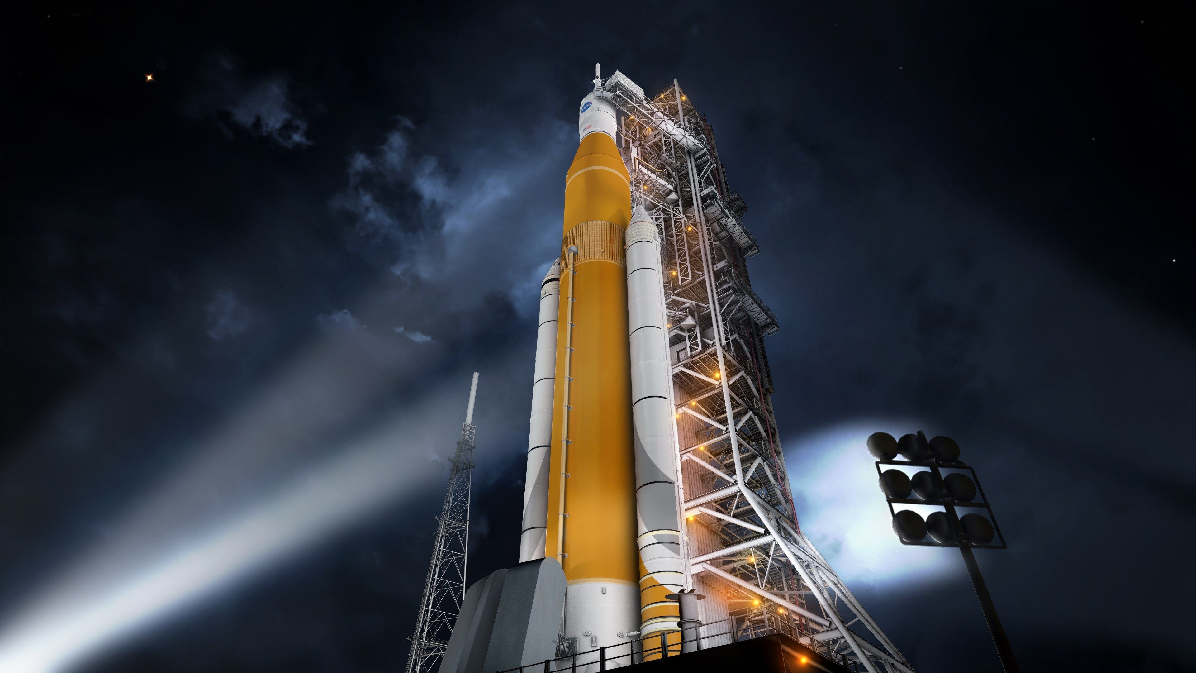 NASA Space Launch System, Orion spacecraft, Space exploration, Cutting-edge technology, 3840x2160 4K Desktop