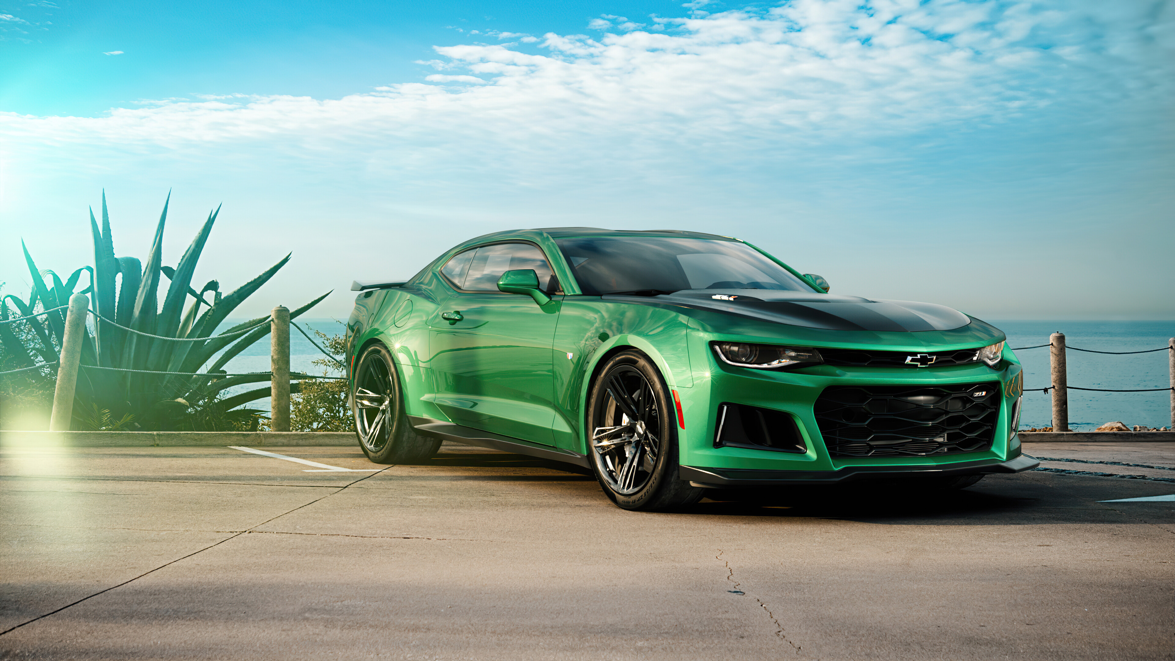 Green Camaro 4K, HD cars wallpapers, High-resolution images, Chevrolet performance cars, 3840x2160 4K Desktop