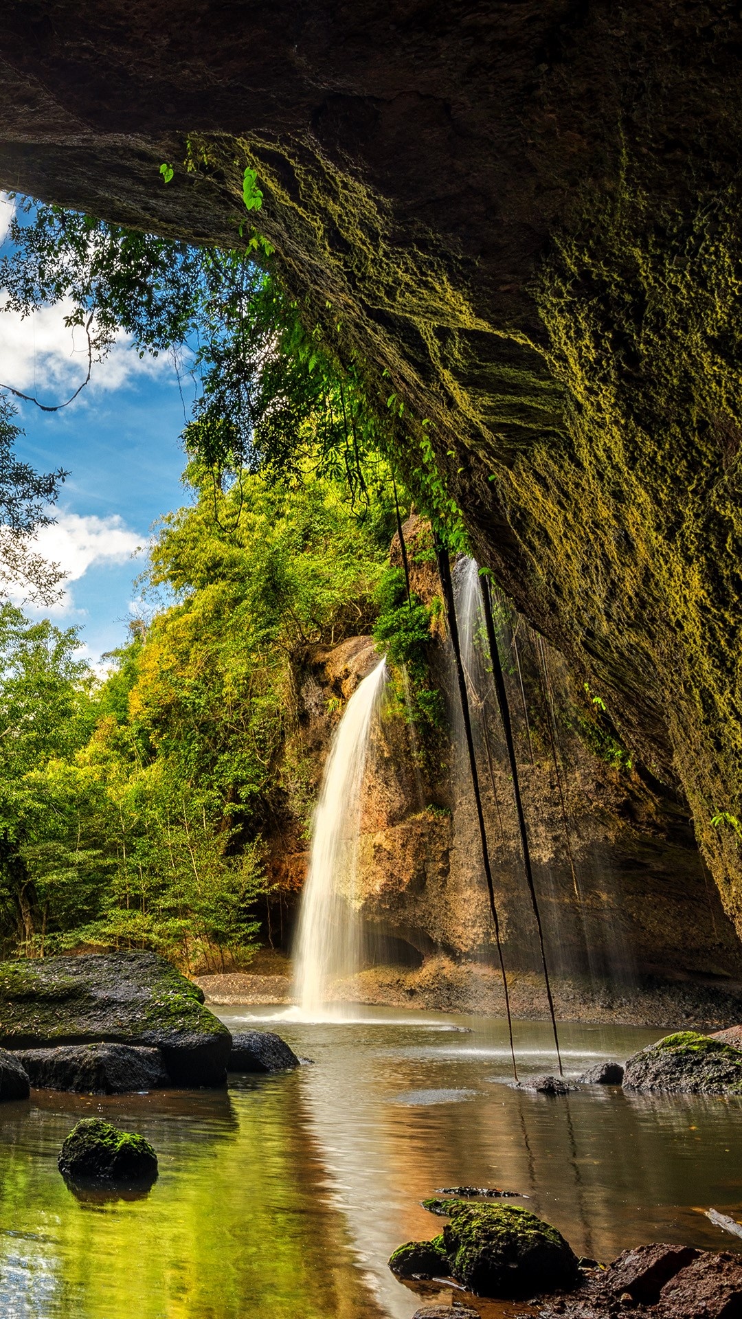 Khao Yai National Park, Deep forest waterfalls, Windows 10 spotlight, 1080x1920 Full HD Phone