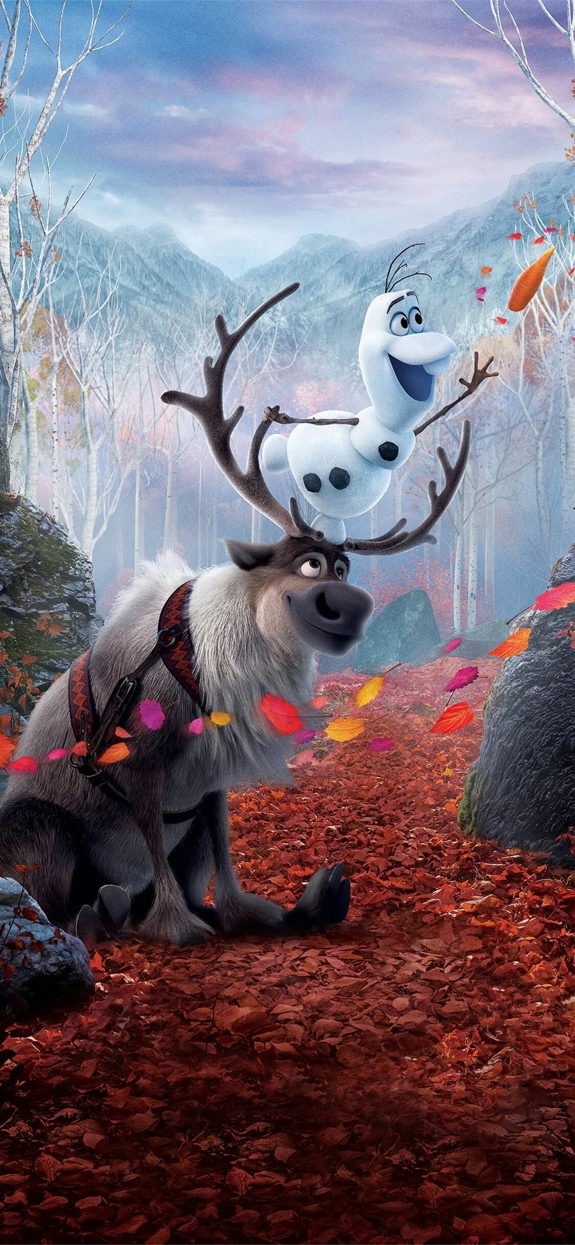 Olaf and Sven, Frozen Wallpaper, 1130x2440 HD Phone