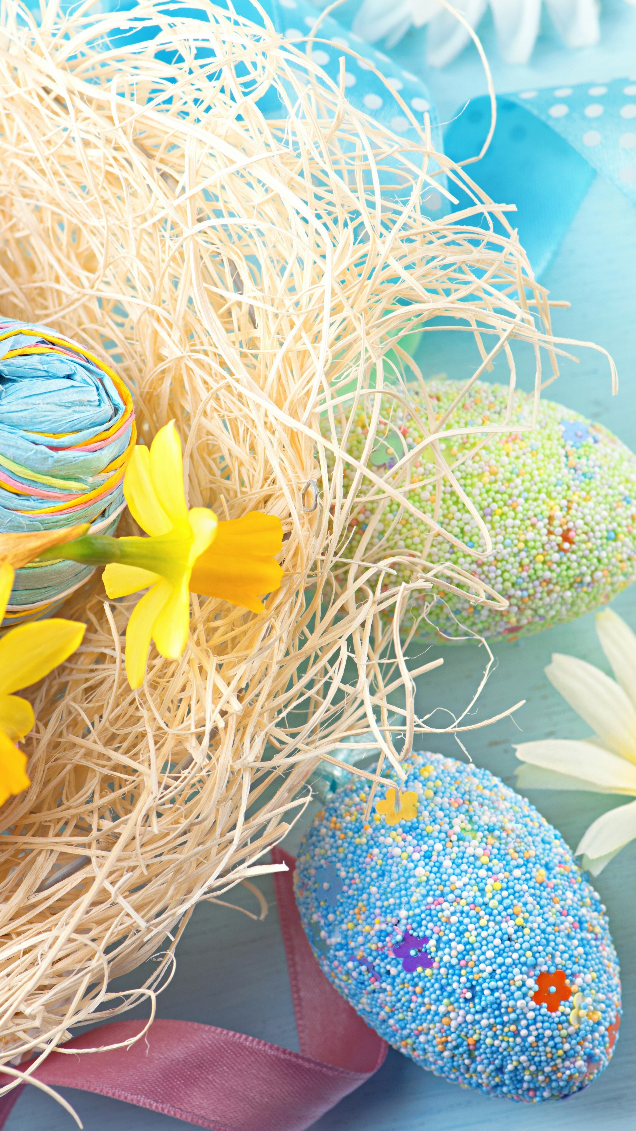 Floral Easter eggs, Exquisite craftsmanship, Colorful celebration, Holiday joy, 2160x3840 4K Phone