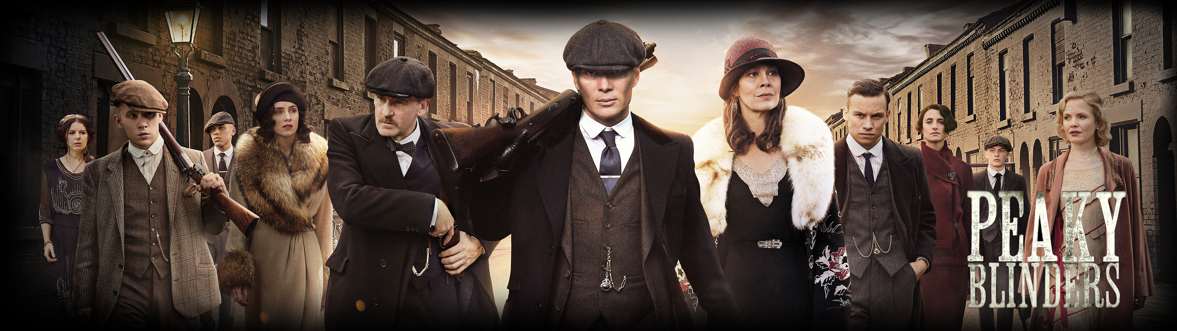 Peaky Blinders, Shelby family, Intense drama, Rich backdrop, 3840x1080 Dual Screen Desktop