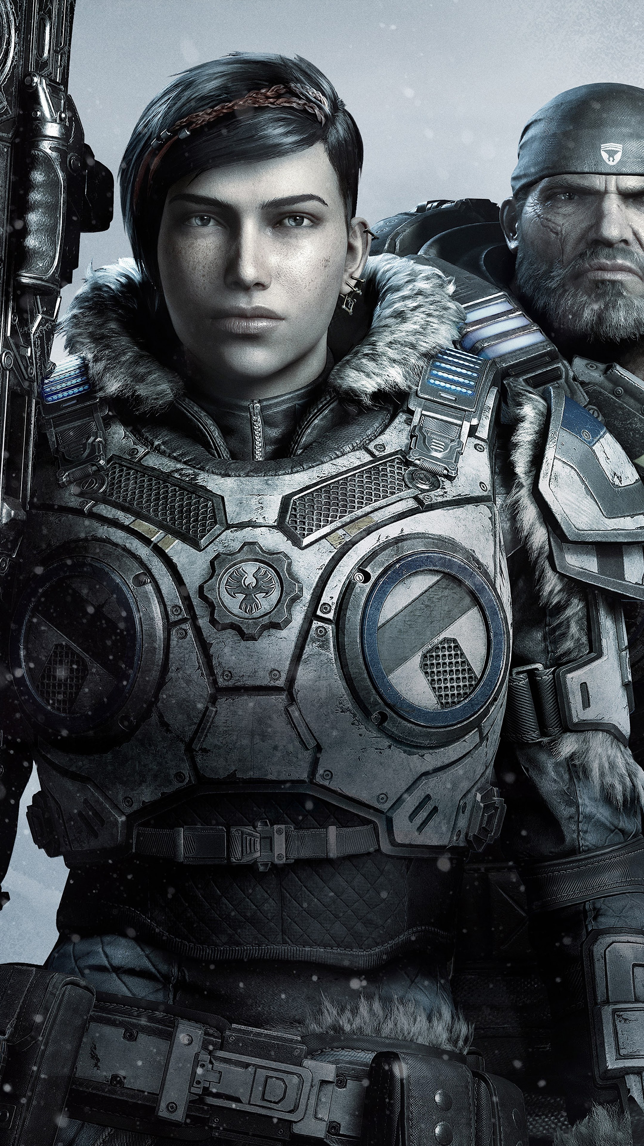 Gears 5 Kait Diaz, Marcus Fenix, Delmont Walker, James Fenix, 8k wallpaper, 2160x3840 4K Phone