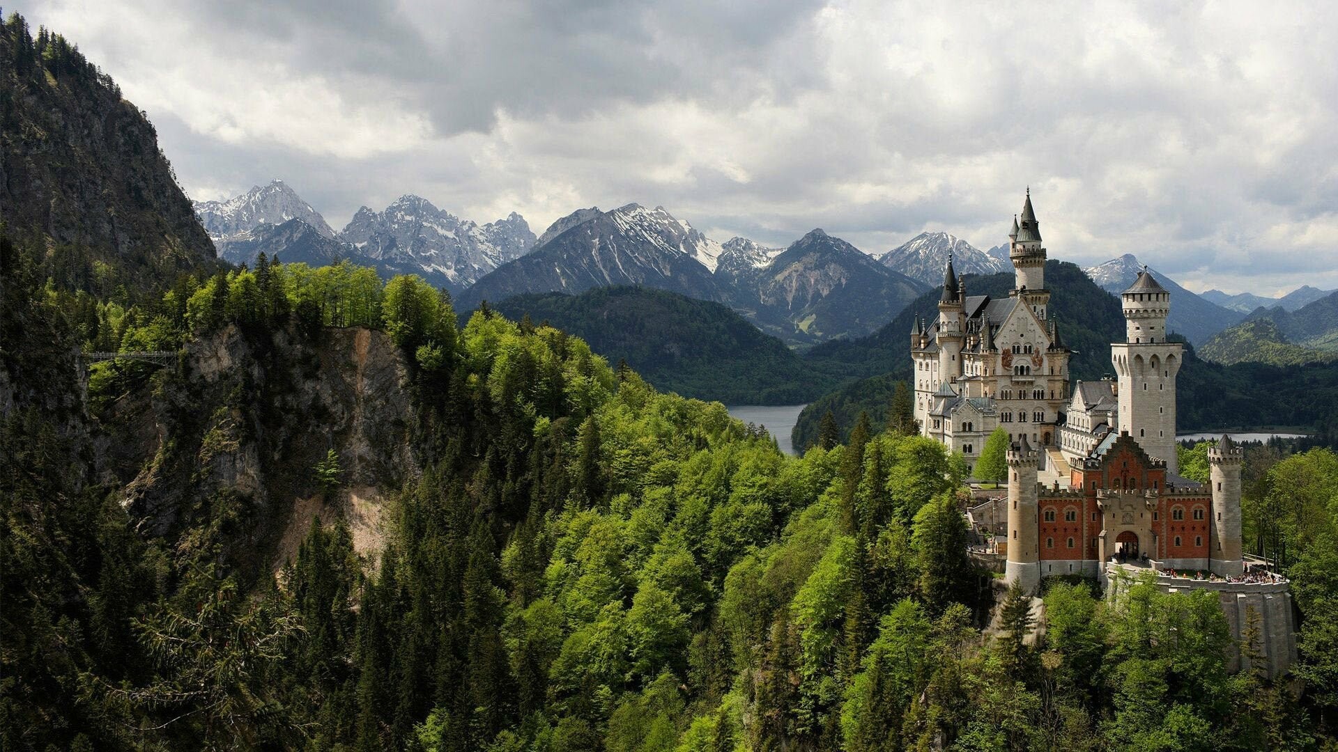 Neuschwanstein Castle mountain, High definition wallpaper, German landmark, Baltana, 1920x1080 Full HD Desktop