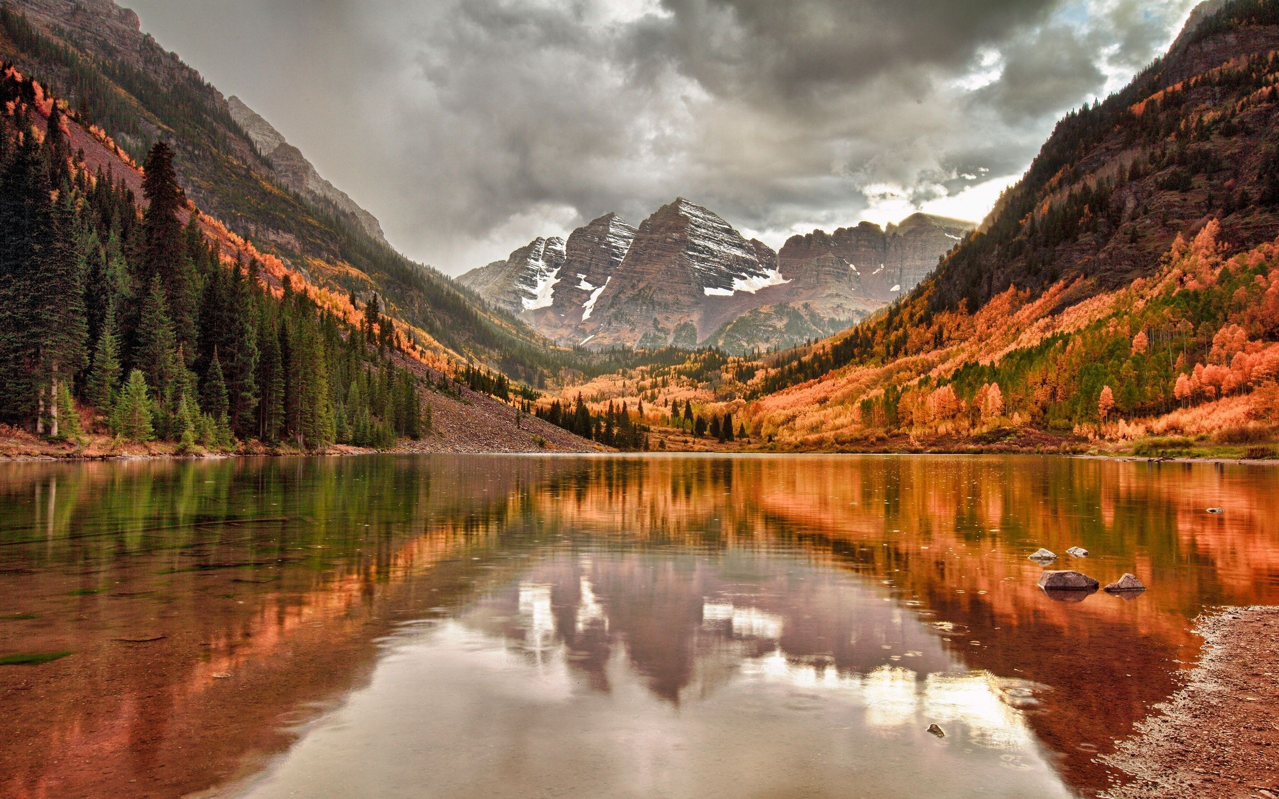 Maroon Bells, Mountain Lakes Wallpaper, 2560x1600 HD Desktop