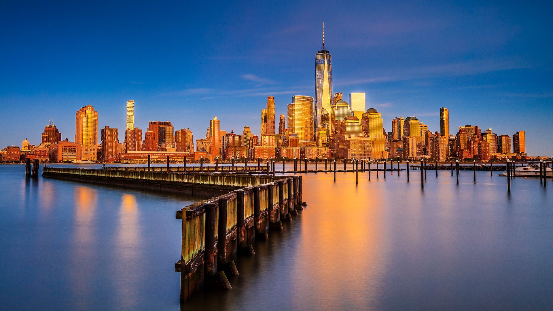 Manhattan Skyline, Travels, Freedom Tower, Stunning spotlight, 1920x1080 Full HD Desktop