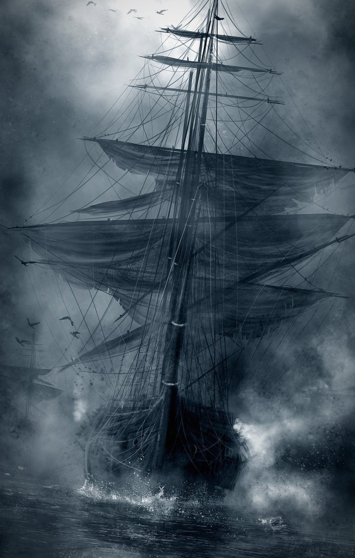 Ghost Ship, Pirate ship art, Enchanting atmosphere, Ghostly ship, 1230x1920 HD Phone