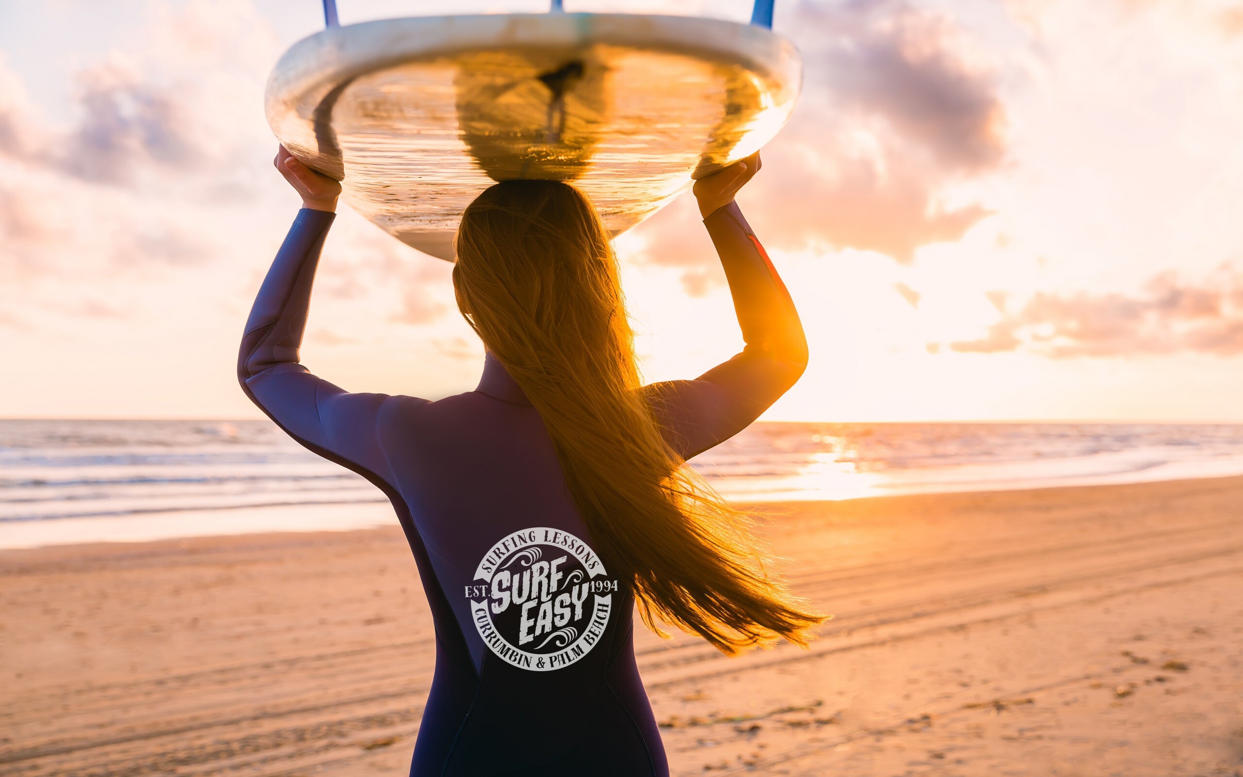 Girl Surfing, Coastal Adventure, Pacific Sunset, Ocean Waves, 2560x1600 HD Desktop