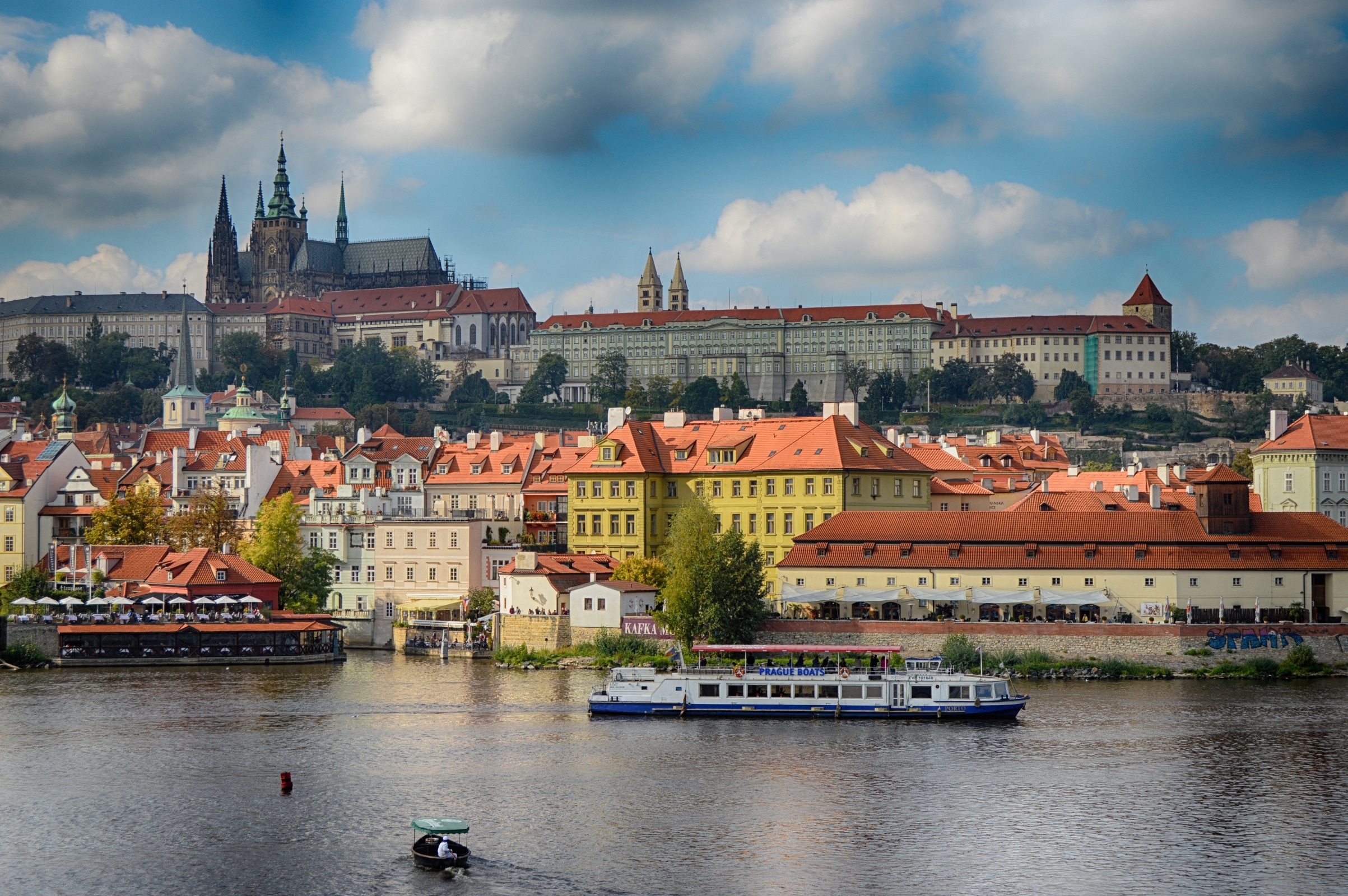 Prague Castle, Charles Bridge view, Night reflection, Prague's beauty, 2410x1600 HD Desktop