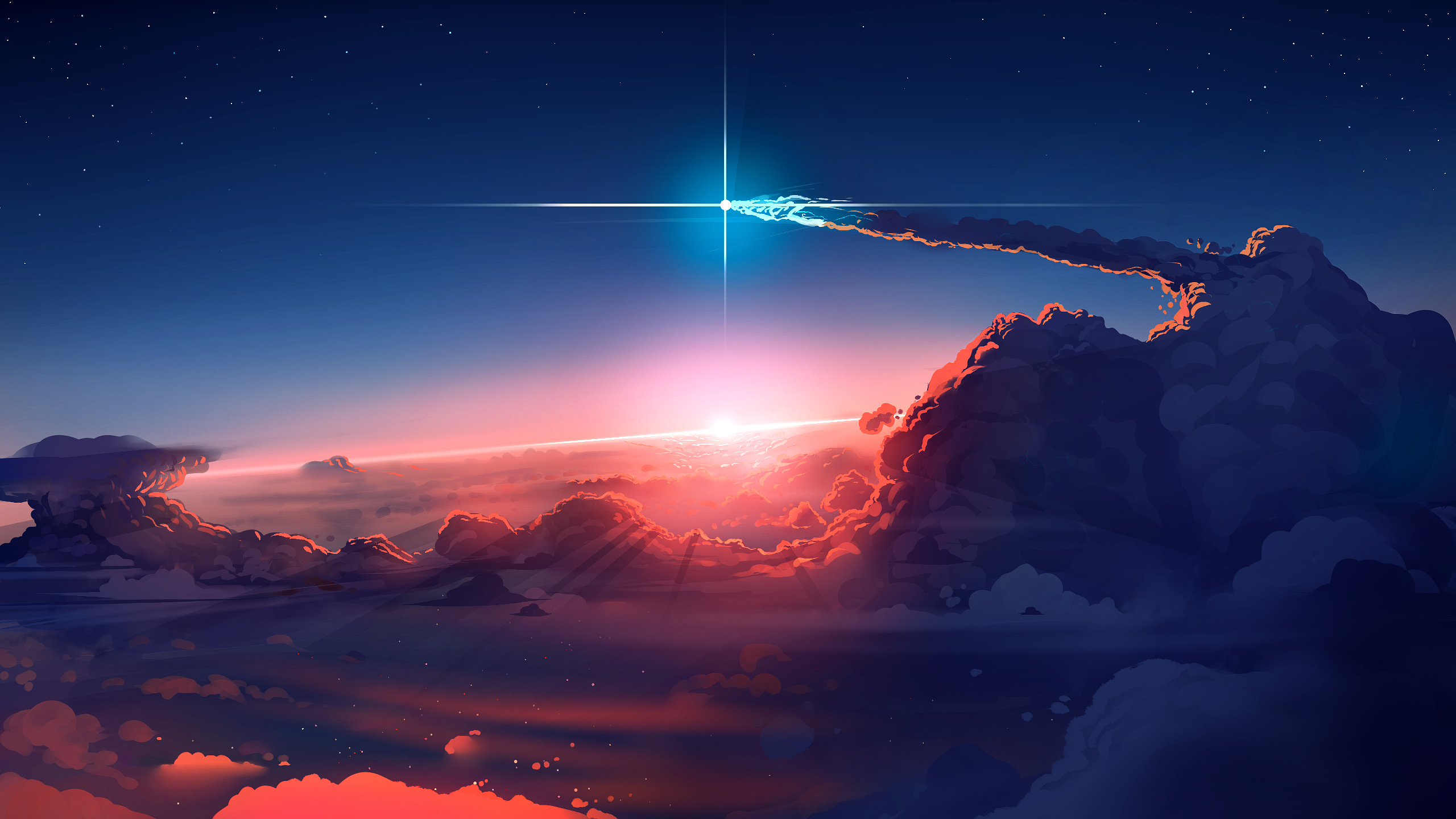 Sunset, Rocket, Colors, Evening Sky, Horizon, 2560x1440 HD Desktop