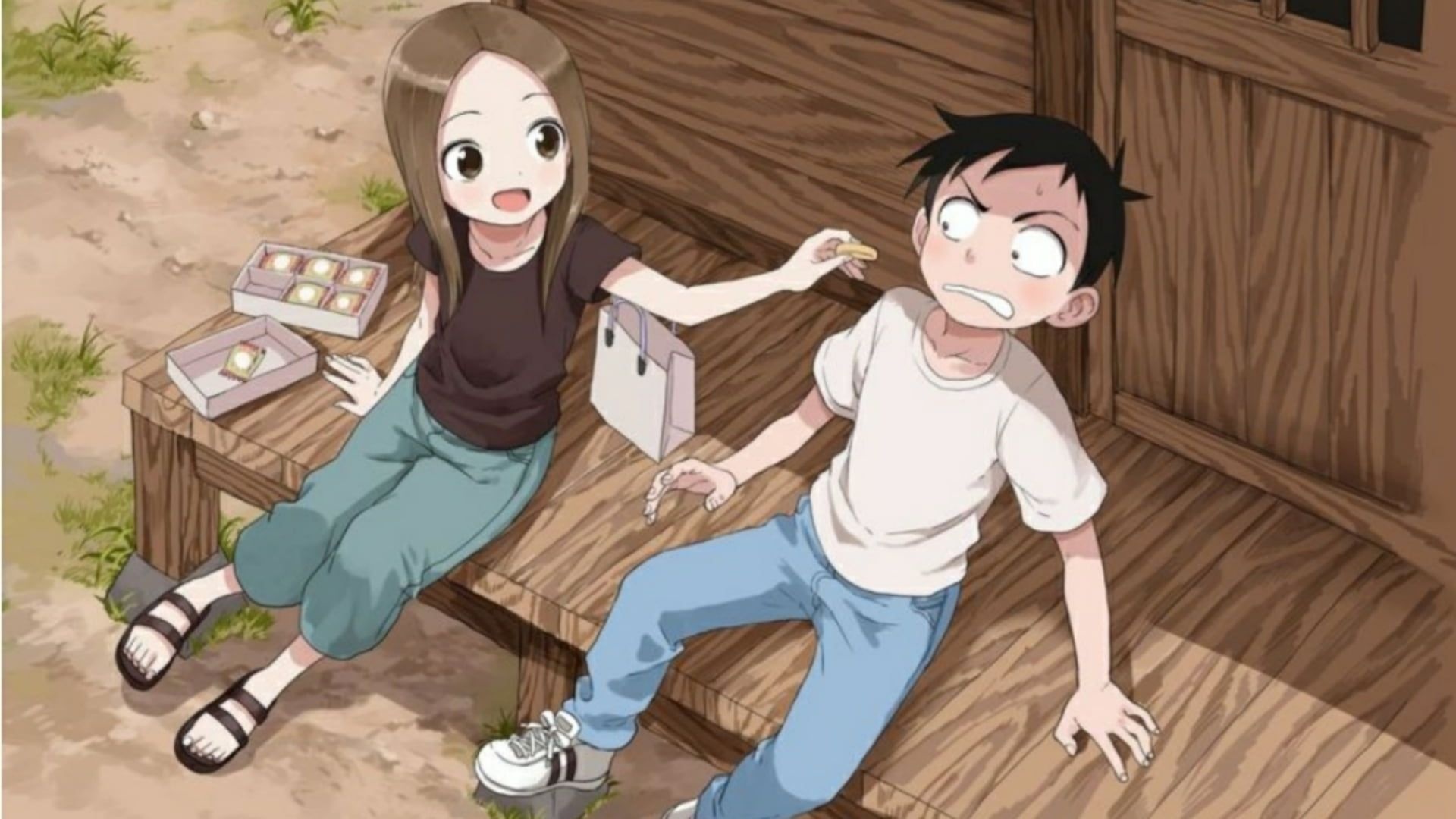 Teasing master takagi-san, High angle view, Indoors, Full length, 1920x1080 Full HD Desktop