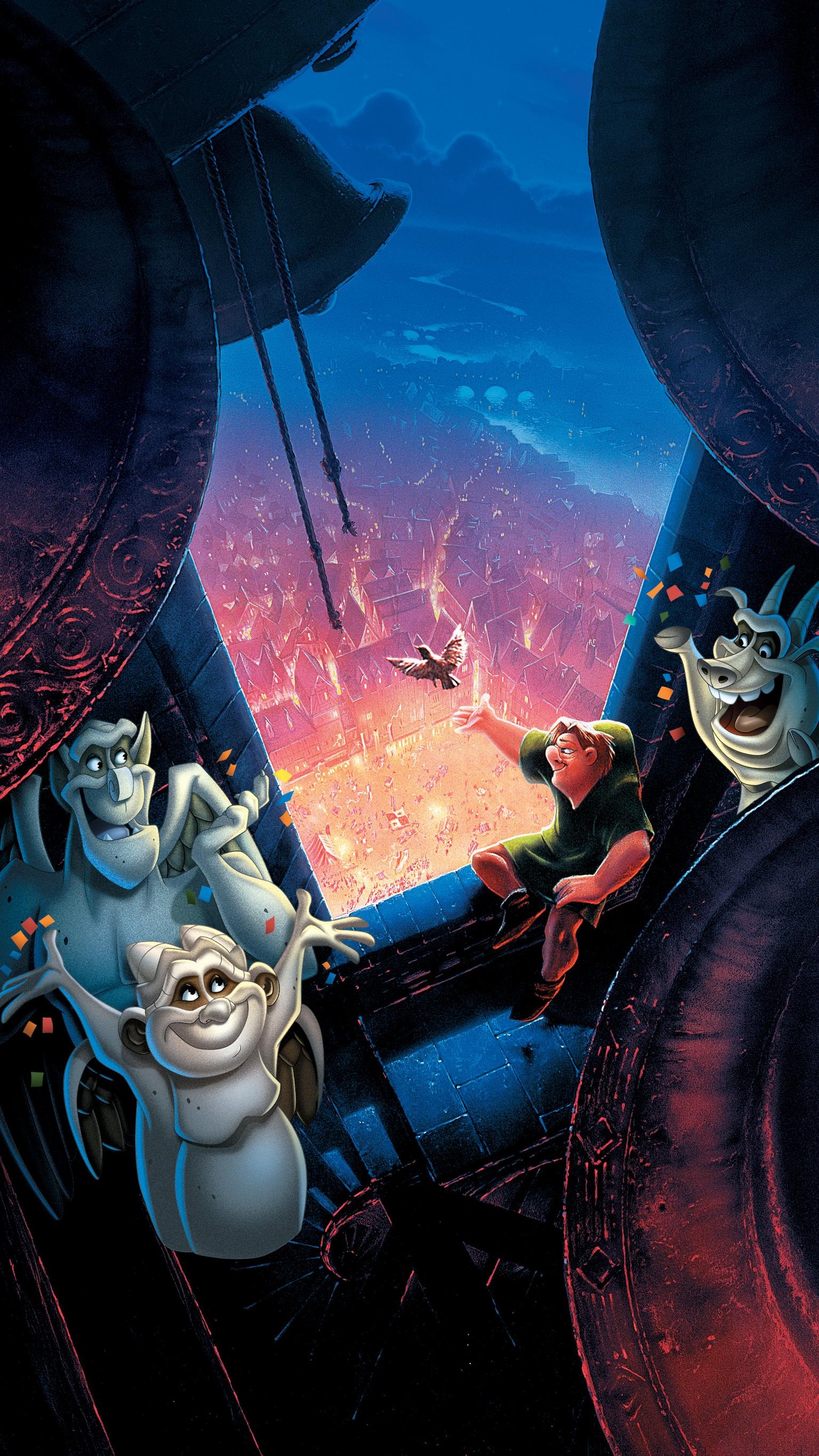 Gargoyles and Quasimodo, The Hunchback of Notre Dame (1996) Wallpaper, 1540x2740 HD Phone