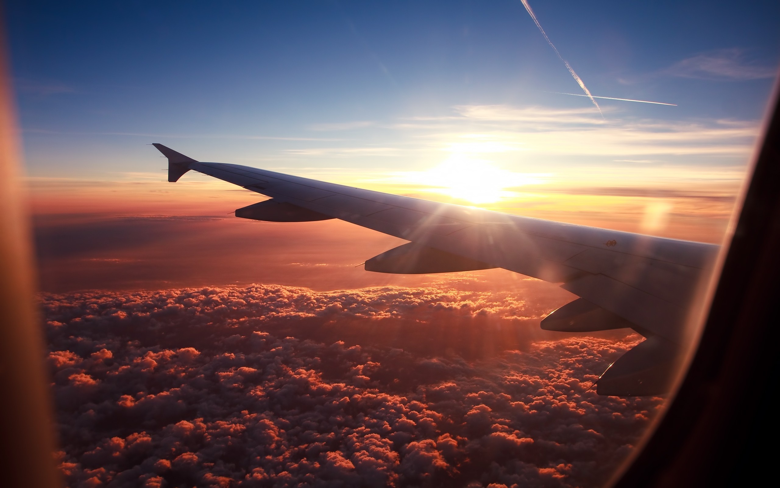 Sunset sky, Cloud formation, Wings of aircraft, Desktop wallpaper, 2560x1600 HD Desktop