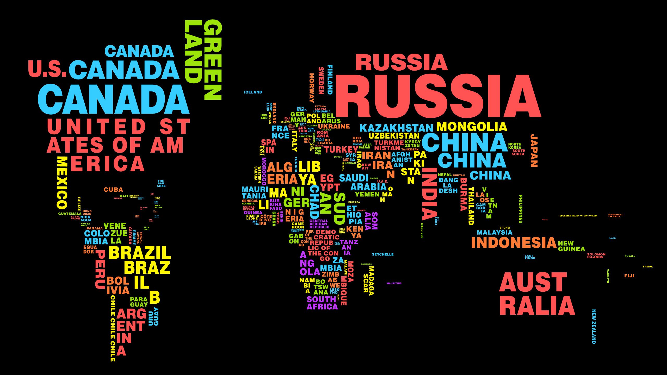 Countries names, Global Map Wallpaper, 2560x1440 HD Desktop