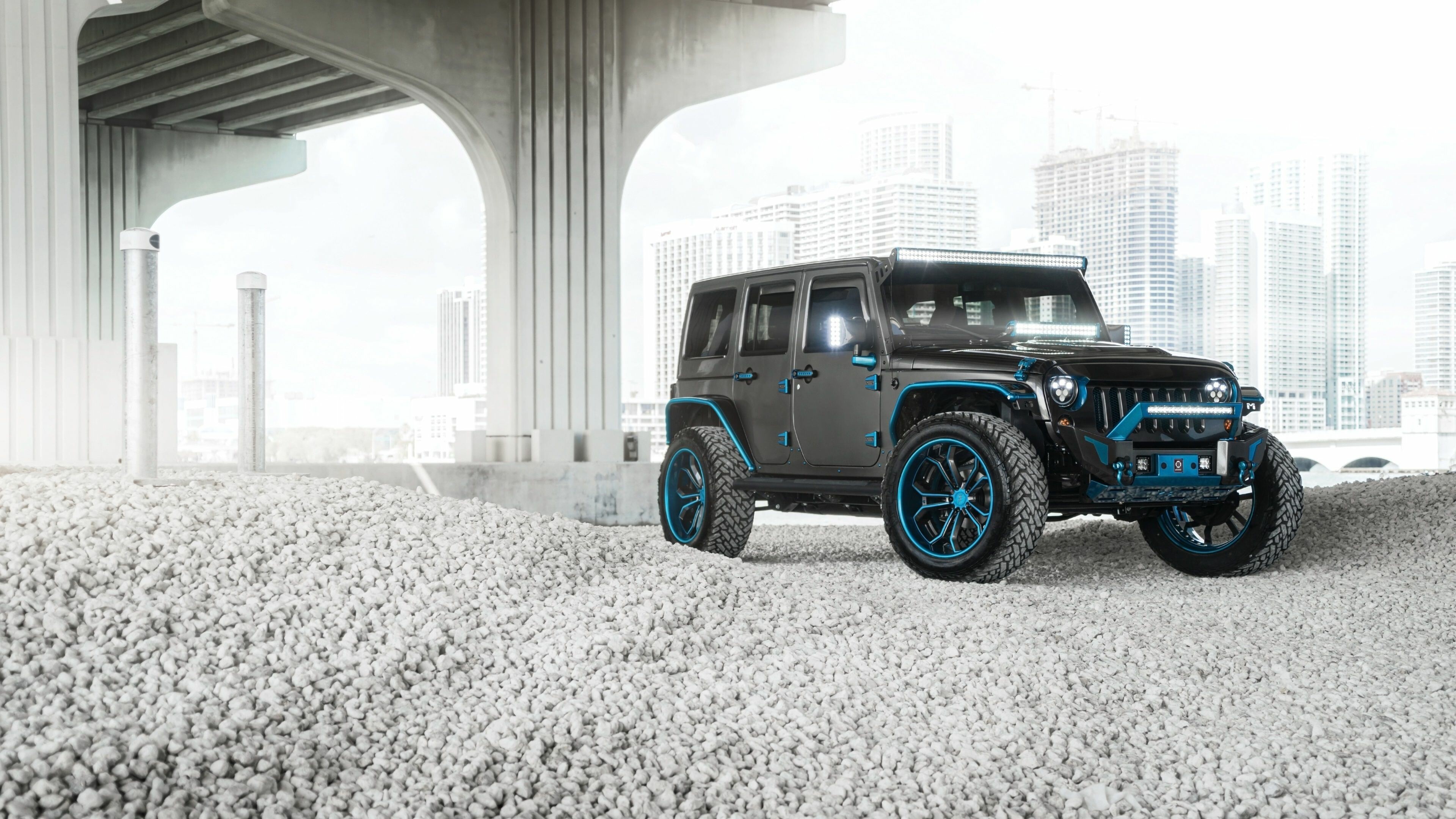 Jeep, Bold and iconic, Blue Jeep Wrangler, Desktop wallpaper, 3840x2160 4K Desktop