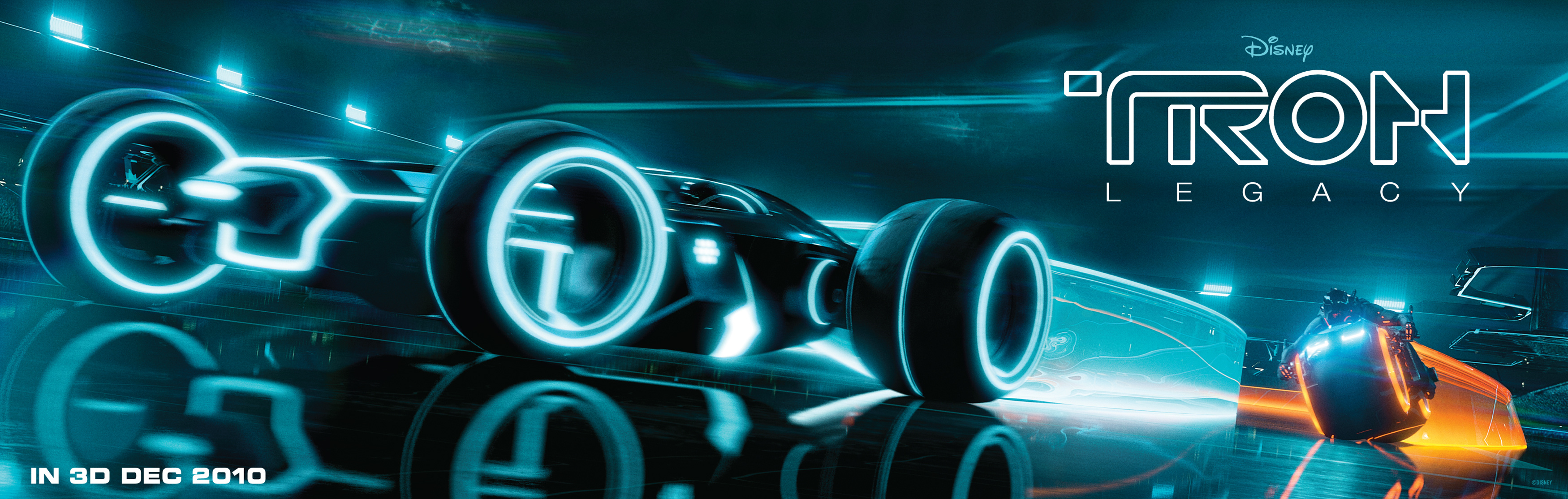 Tron movie, Dual monitor wallpaper, Futuristic visuals, Neon lights, 3500x1120 Dual Screen Desktop