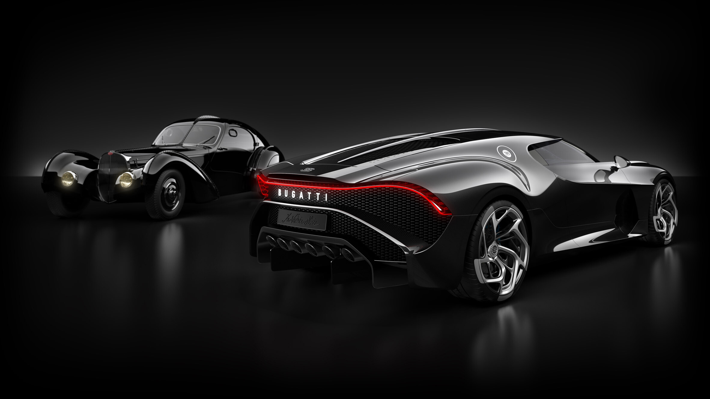 Type 57SC Atlantic, Bugatti La Voiture Noire Wallpaper, 2370x1330 HD Desktop