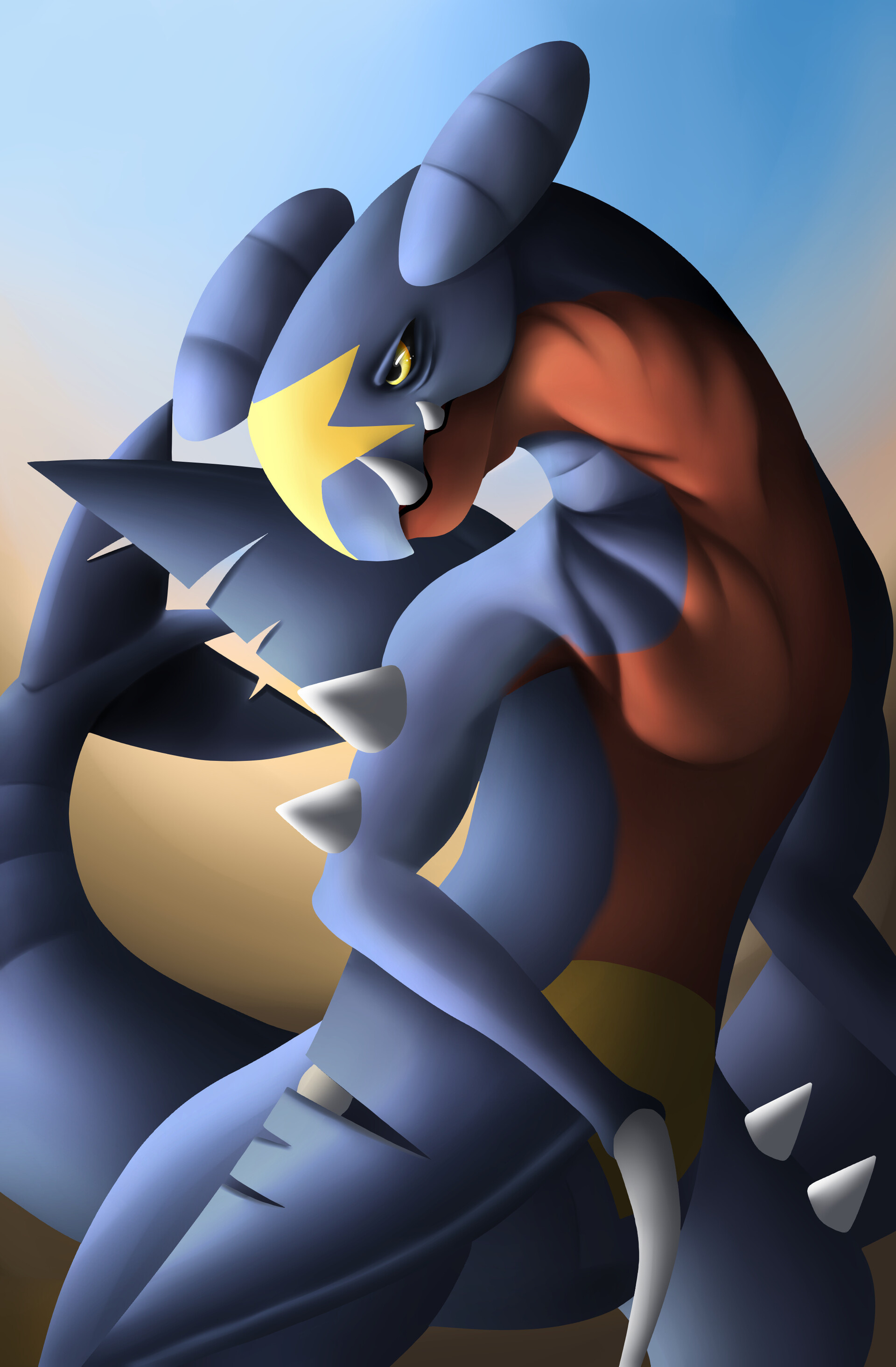 Garchomp sandstorm, ArtStation artwork, Gaming, Pokmon, 1920x2930 HD Phone