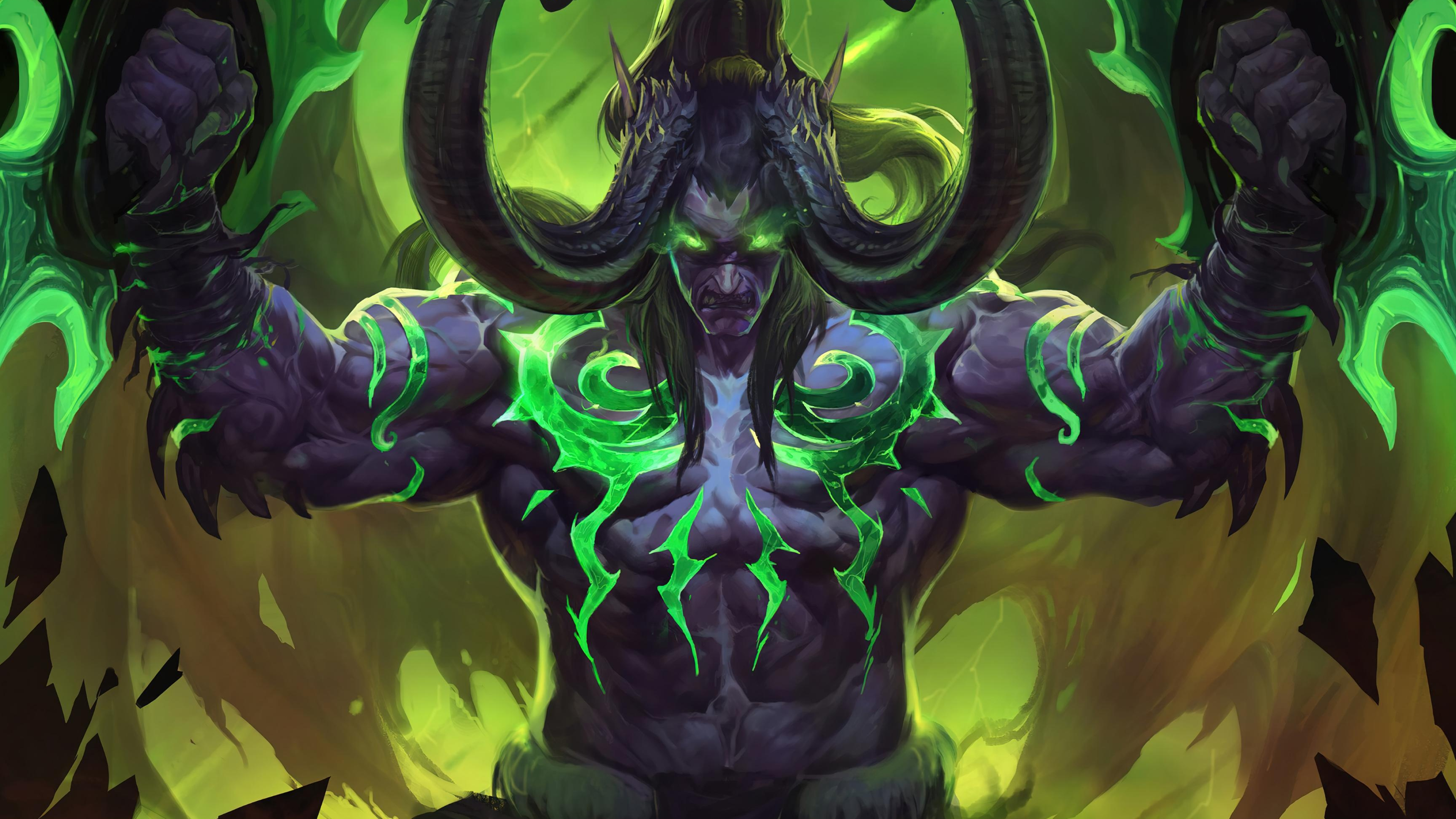 Illidan Stormrage, Burning Legion, Demon commander, Dark metamorphosis, 3840x2160 4K Desktop