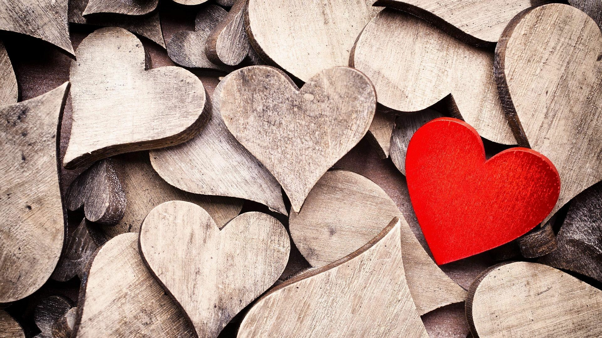 Wooden hearts, Valentine's Day Wallpaper, 1920x1080 Full HD Desktop