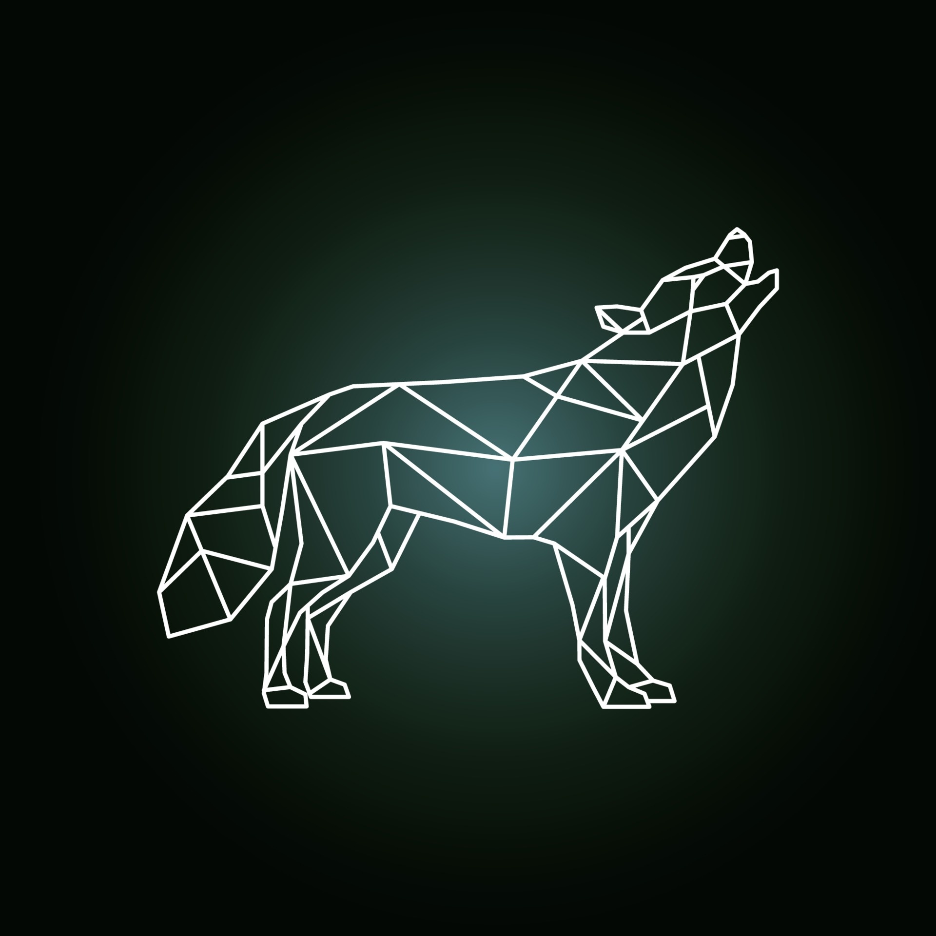 Howling Wolf, Geometric silhouette, Howling wolf wallpapers, 1920x1920 HD Phone