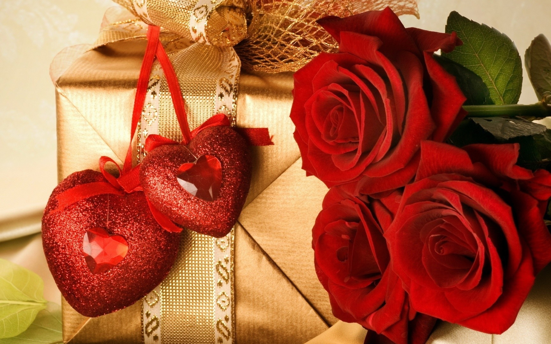 Gift, Hearts and Flowers Wallpaper, 1920x1200 HD Desktop