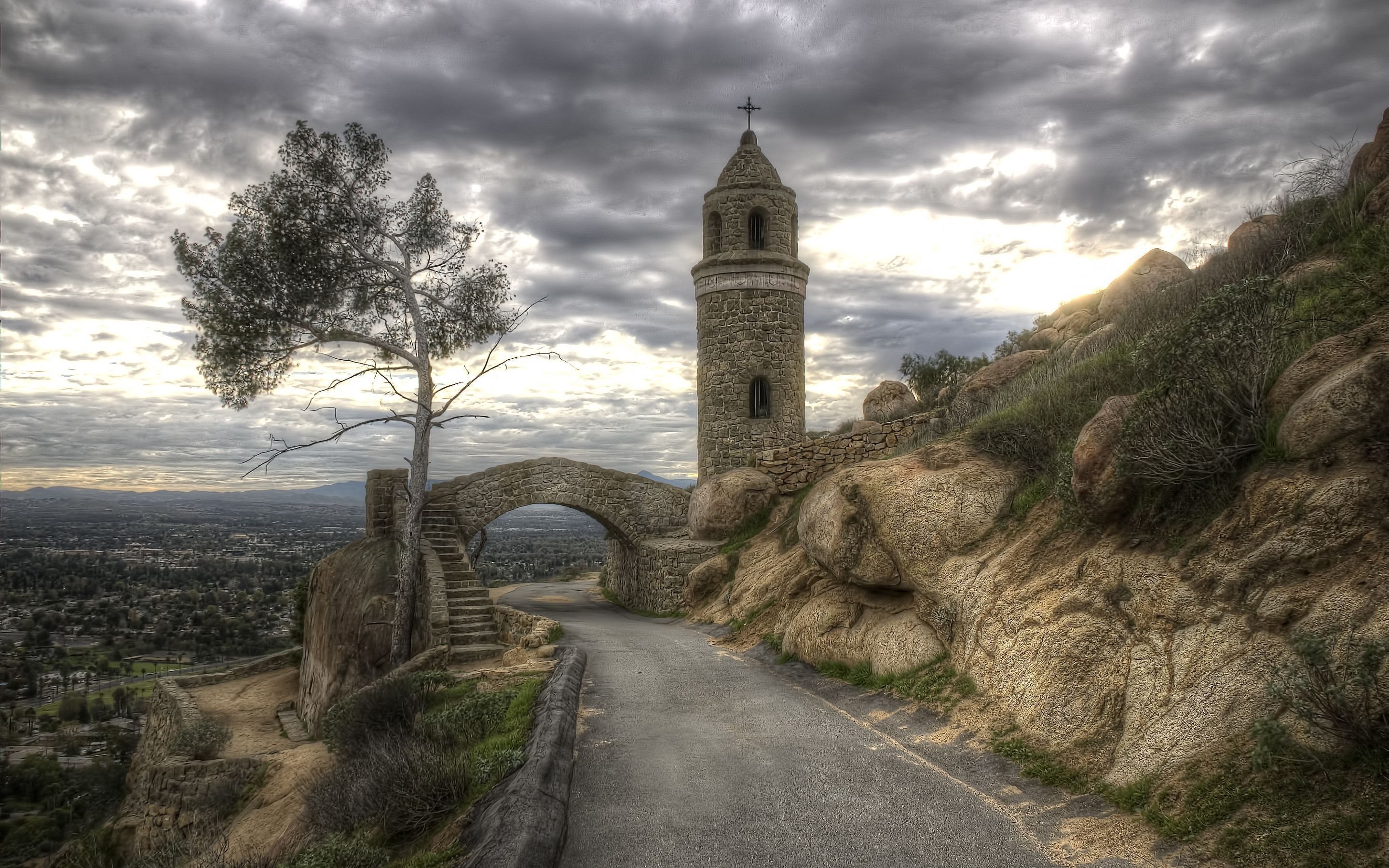 Riverside, California, Peace Tower, Riverside mountain, 2880x1800 HD Desktop