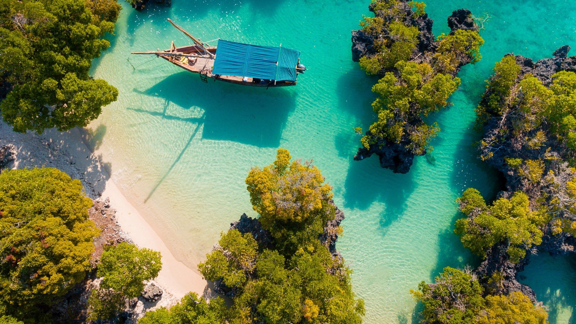 Pamunda Island, Tanzania spotlight, Aerial view, Windows 10 imagery, 1920x1080 Full HD Desktop