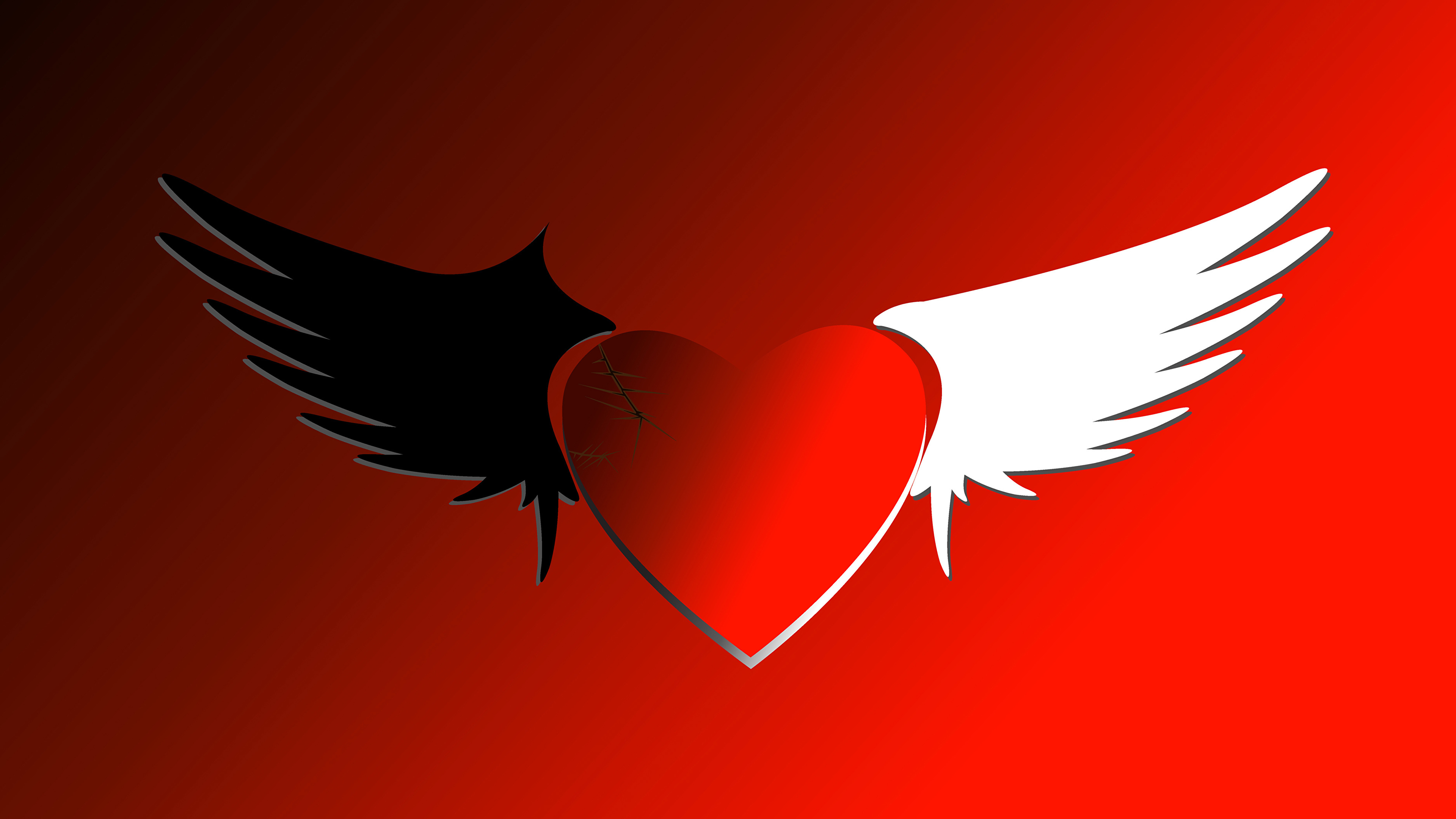 Heart With Wings, Winged heart, Emo wallpaper, Gothic art, 3840x2160 4K Desktop