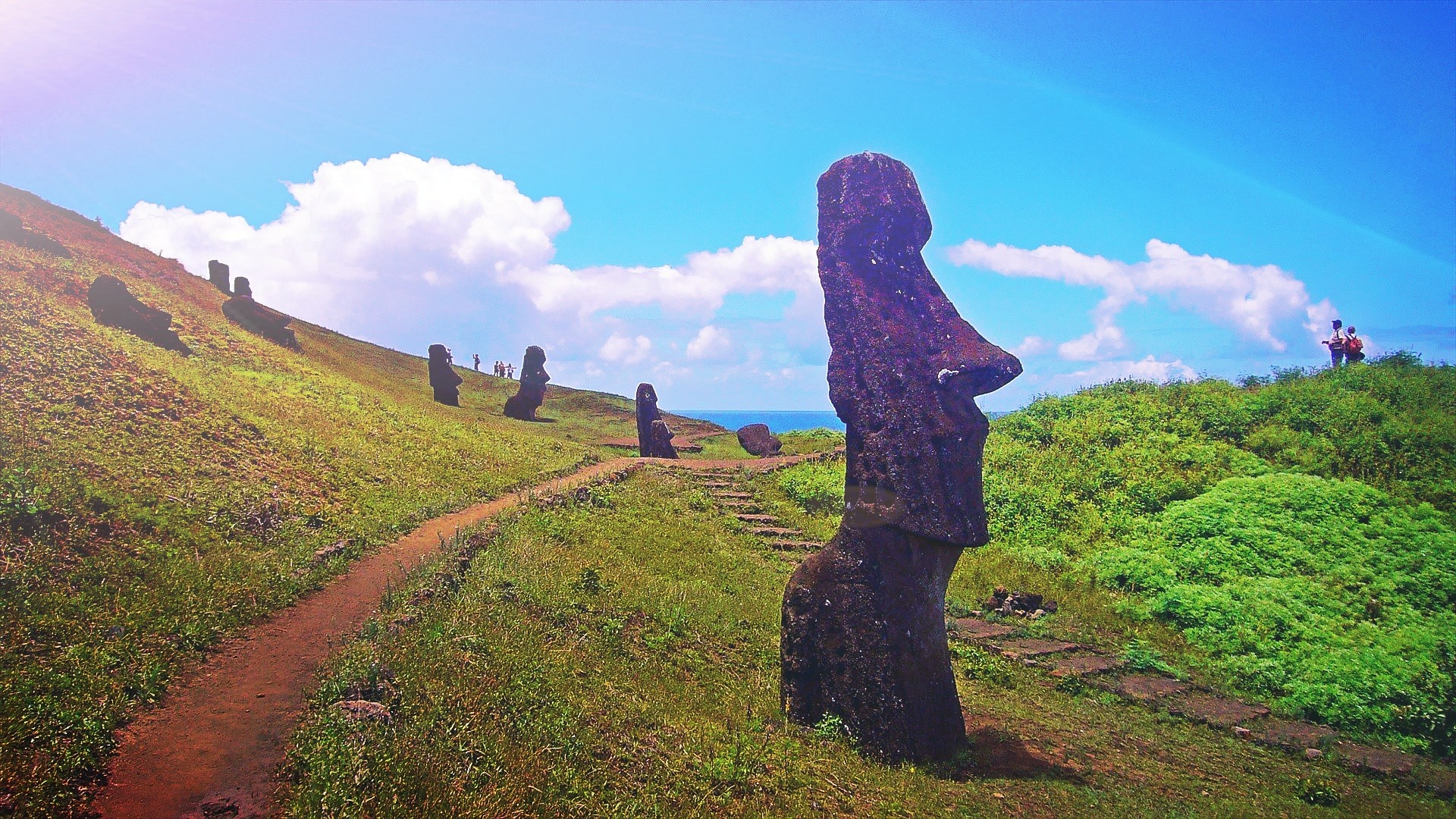 Epic Easter Island views, Stunning moai statues, Travel inspiration, Natural wonders, 1920x1080 Full HD Desktop